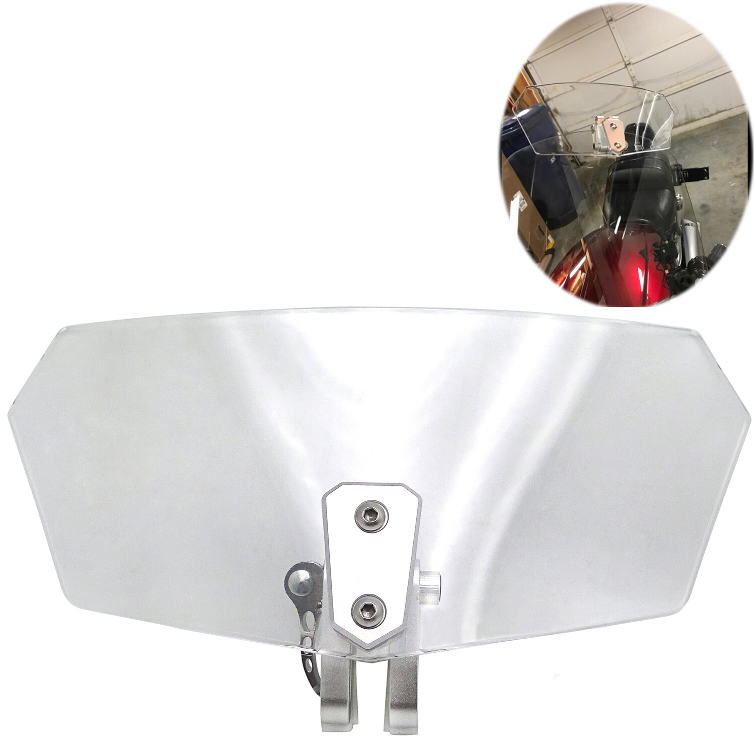 Adjustable Clip On Windshield Extension Spoiler Wind Deflector For Motorcycle