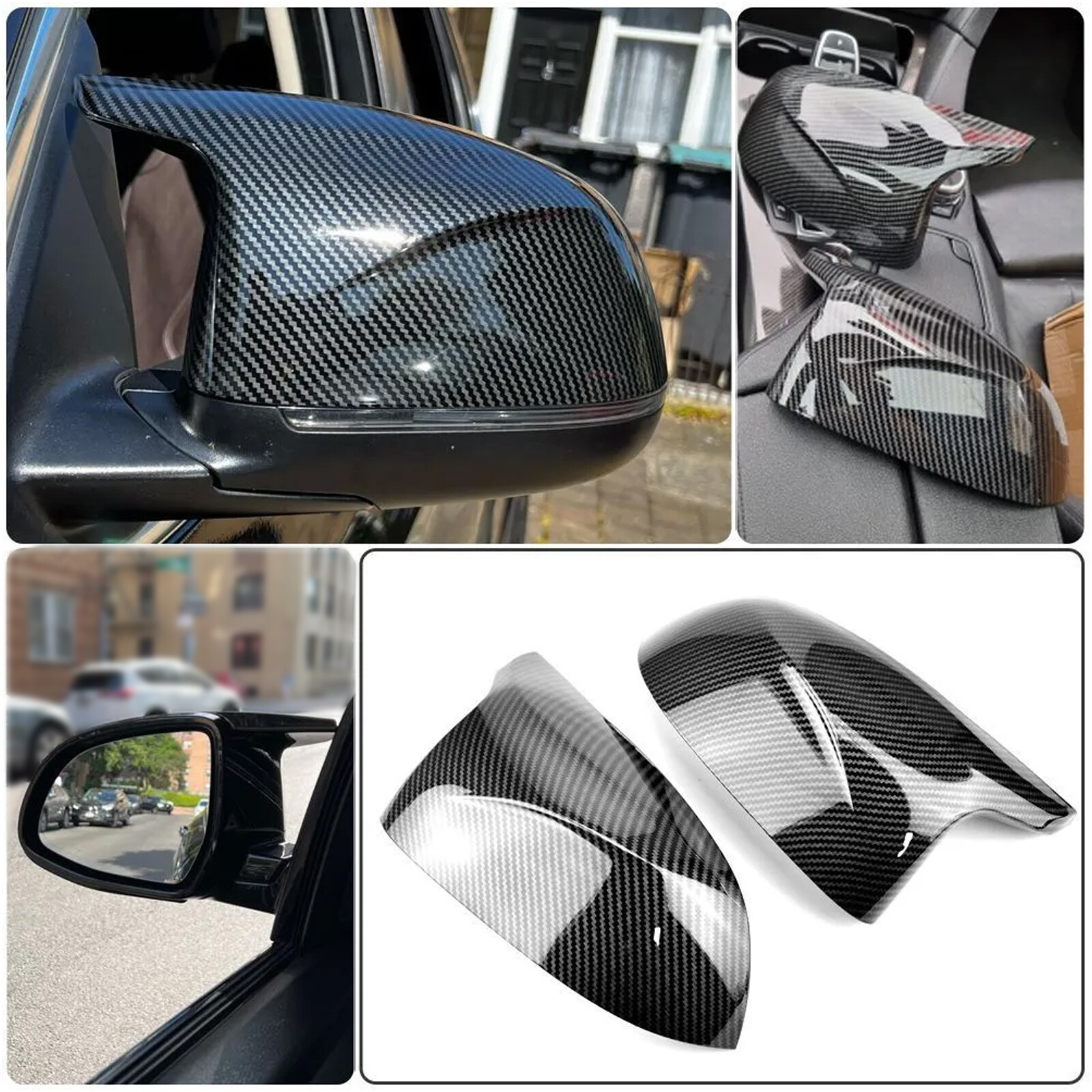 M Look Gloss Black Side Mirror Cover Caps For BMW X5 F15 X4 F26 X3 F25 2014-2018