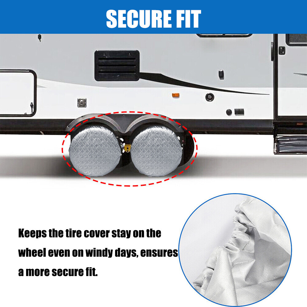 4x Waterproof Tire Cover Wheel Tyre RV SUV Trailer Camper UV Protector 27”-29”