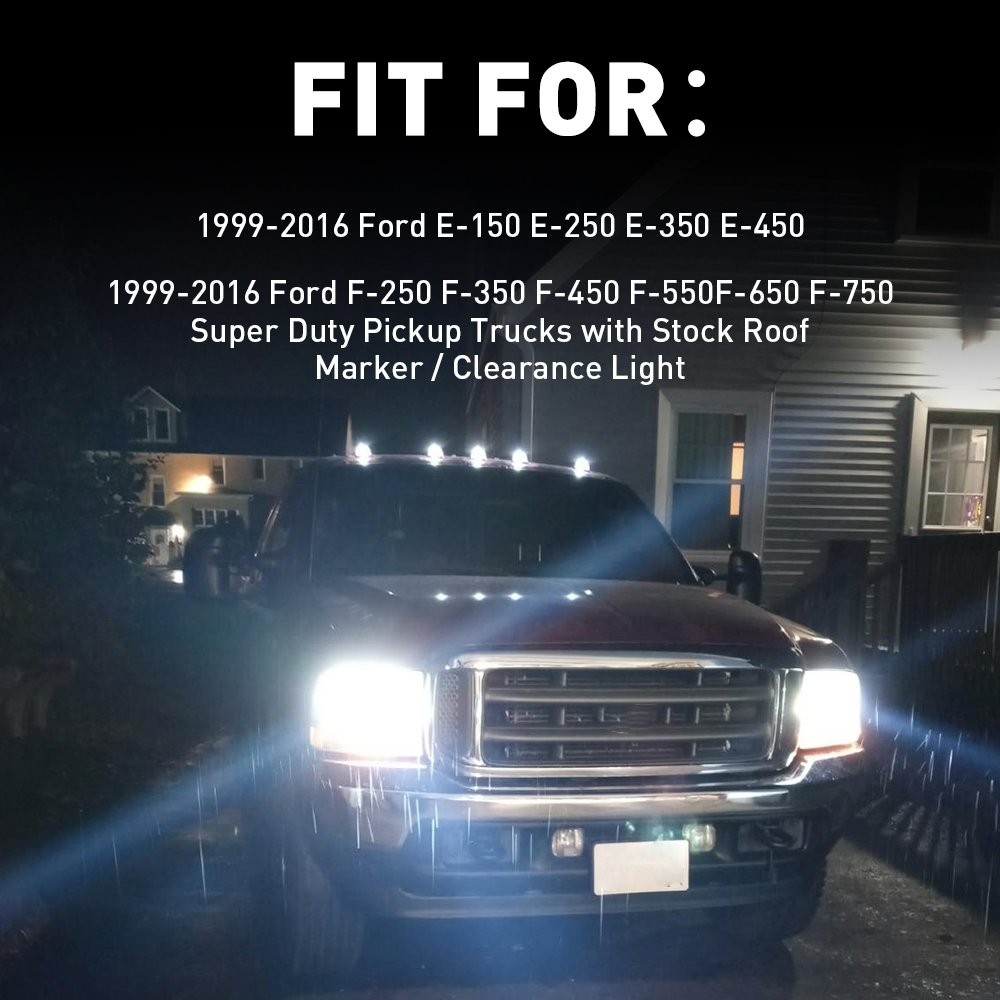 Fit Ford E-150 E-250 E-350 E-450 Cab Running Roof Marker Light Cover T10 AR 5pcs