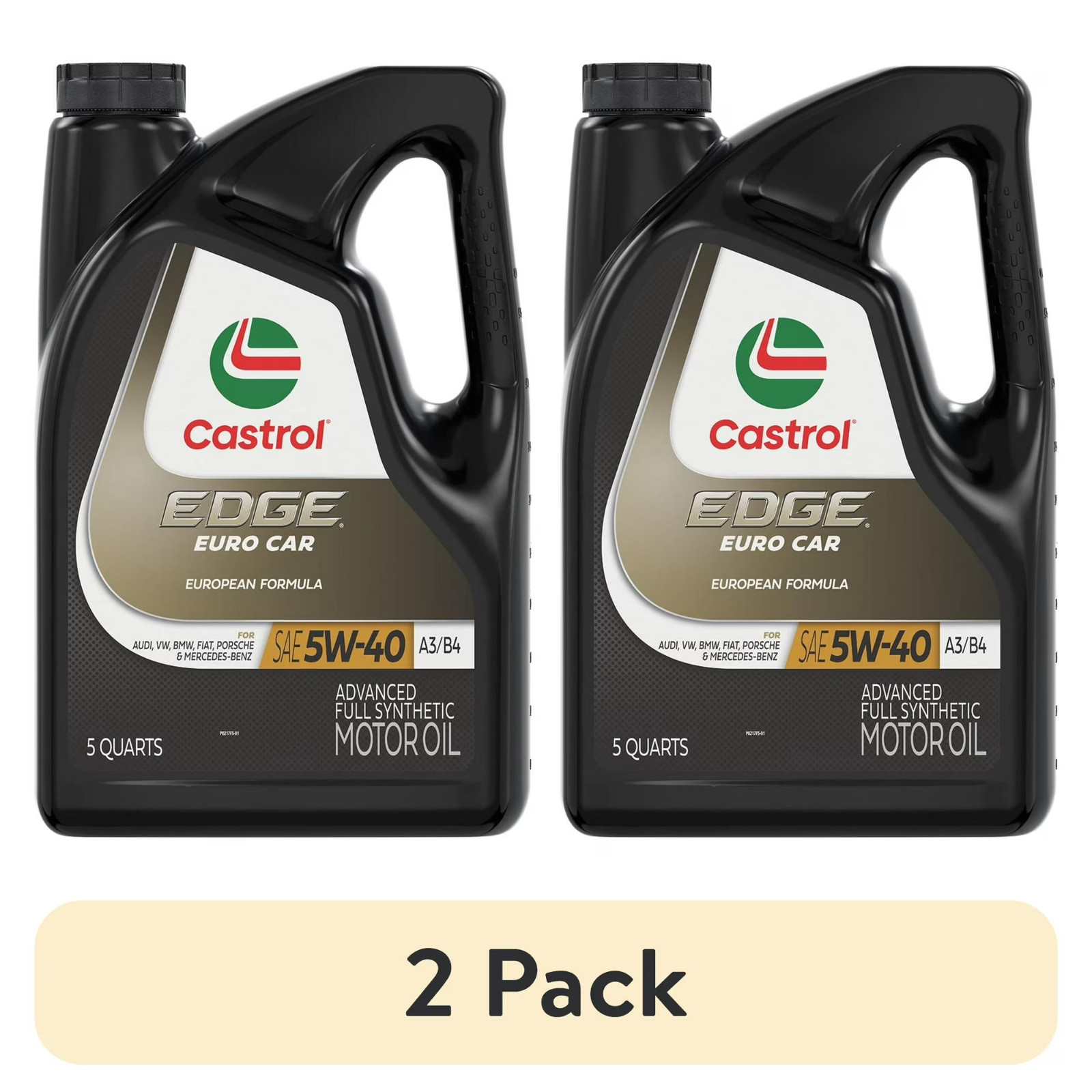 (2 pack) Castrol EDGE Euro 5W-40 A3/B4 Advanced Full Synthetic Motor Oil, 5 Quar