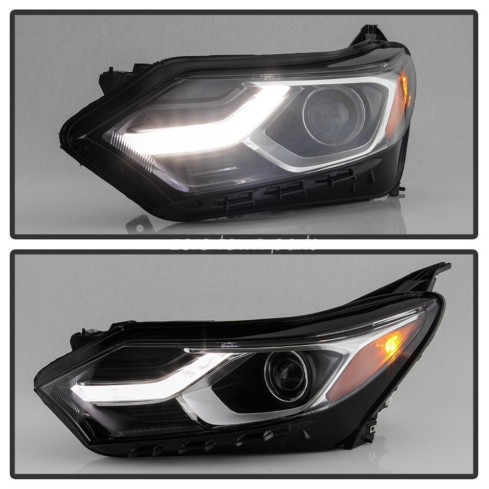 Pair For 2018-2021 Chevy Equinox [Halogen Type] LED Tube DRL Black Headlights