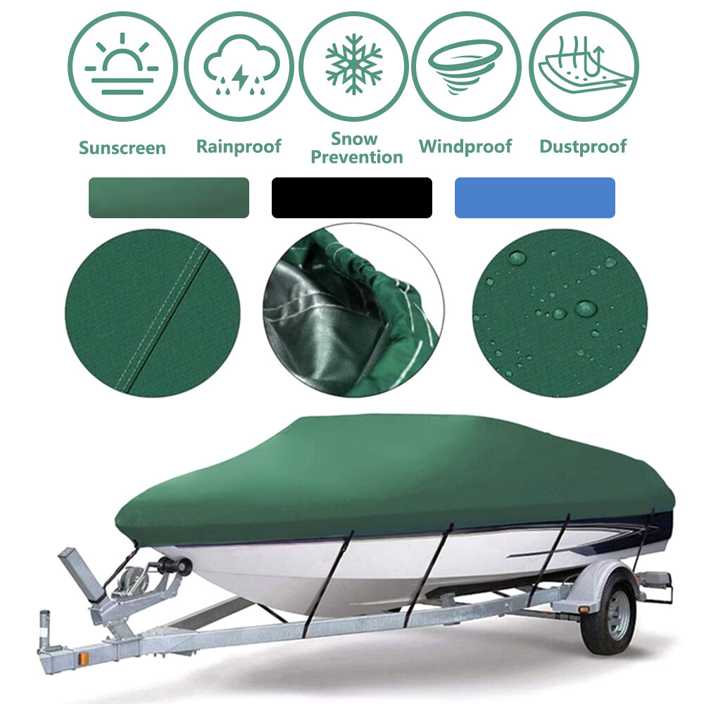 11-13ft Trailerable Heavy Duty Boat Cover Fishing V-Hull Waterproof Marine Dust