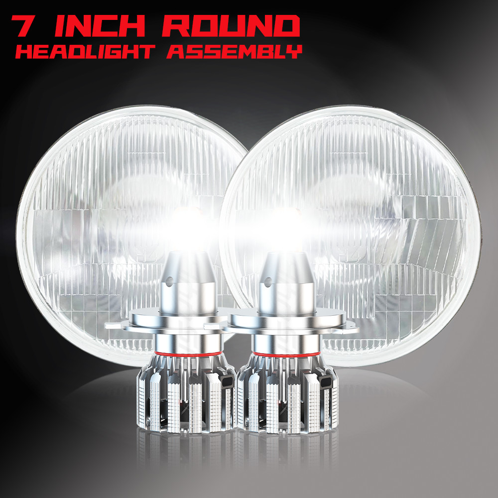 Newest Pair 7inch Led Round Headlight High Low Beam for Peterbilt 379 359 Trucks