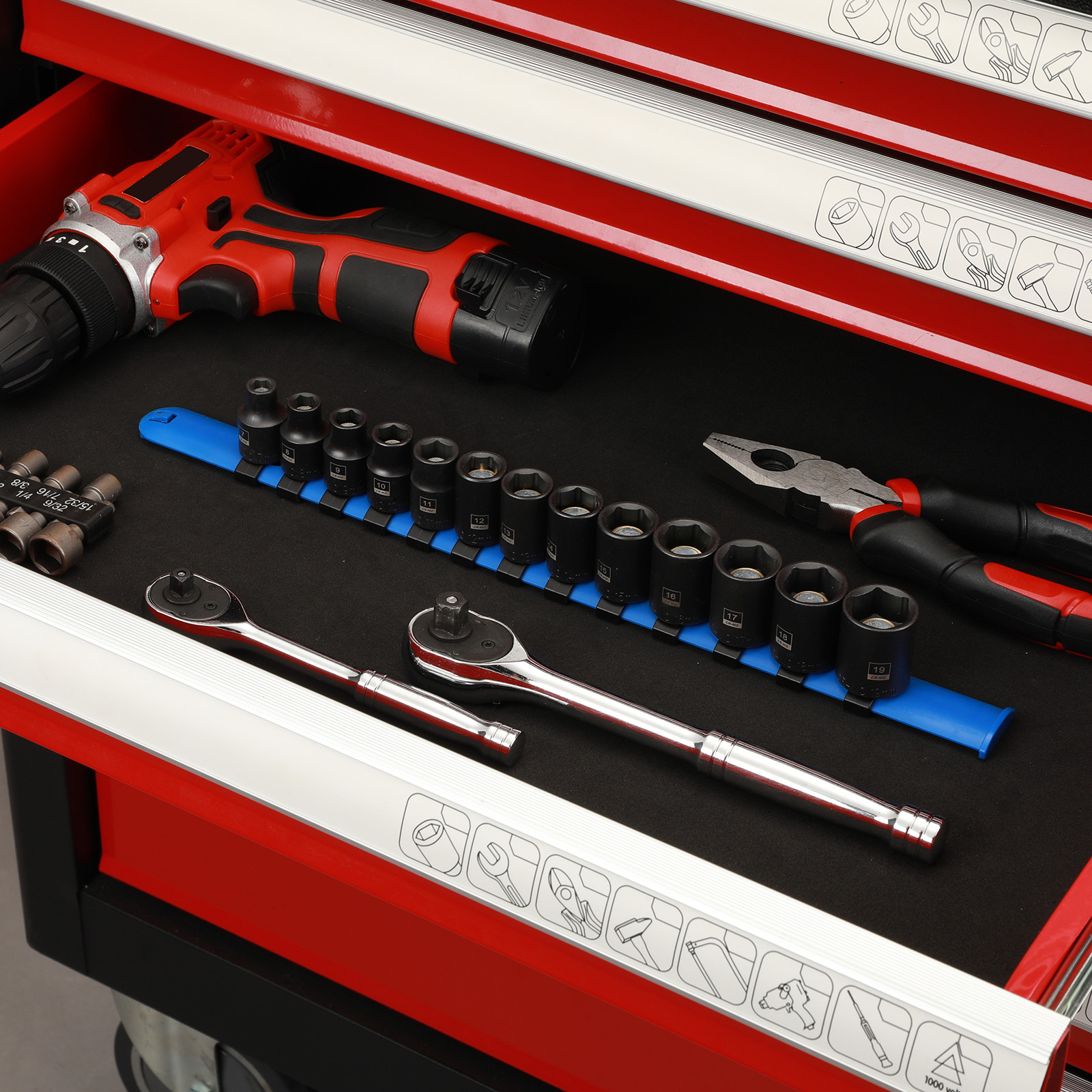13PCS 3/8″Drive Magnetic Socket Set, Shallow, 6-Point, Metric, 7mm to 19mm CR-MO