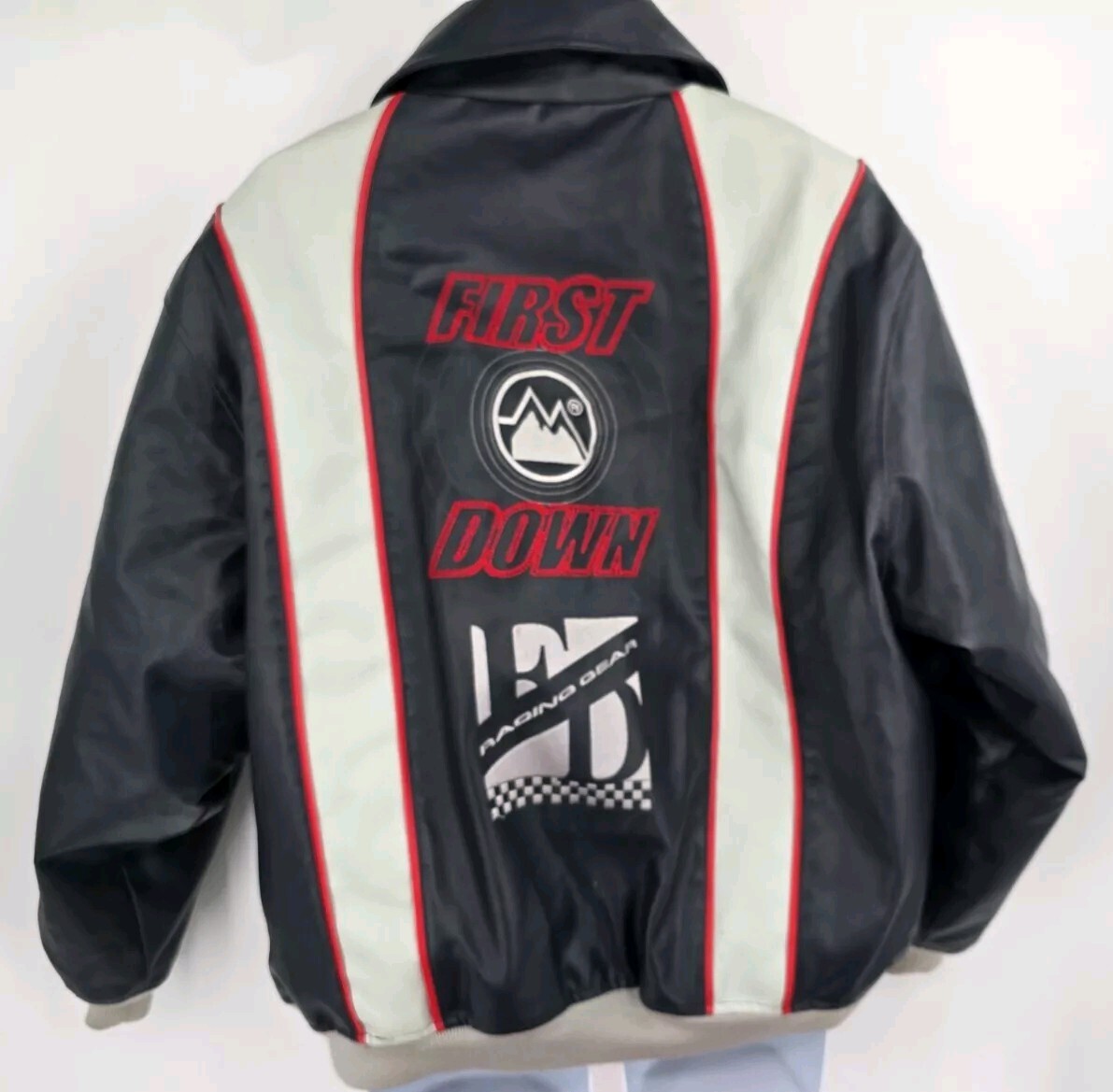 First Down Mens Leather Motorcycle Jacket Racing High Performance Gear Size XL