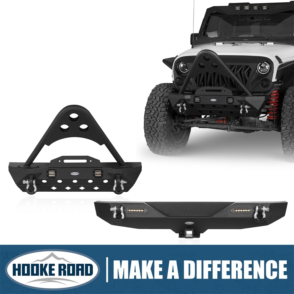 Hooke Road Steel Stinger Front or Rear Bumper for Jeep Wrangler JK/JKU 2007-2018