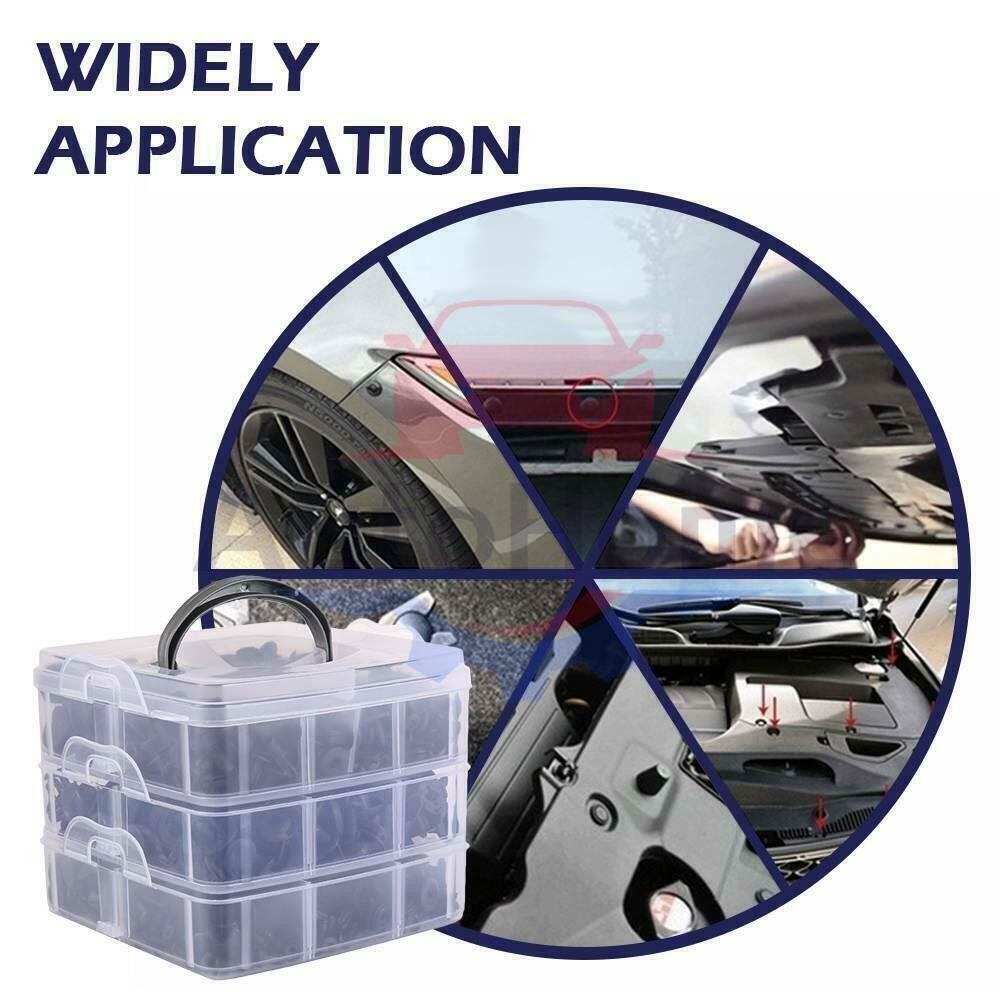 1101PCS Car Retainer Clips Auto Fasteners Push Trim Clips Pin Rivet Bumper Kit