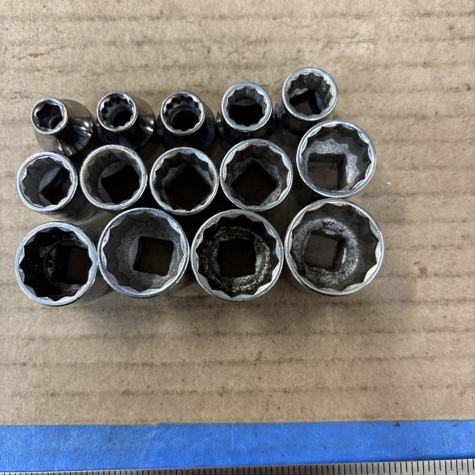 Vtg Craftsman Metric 14Pc 3/8 Drive Socket Set 6-19mm No Skips 12Pt (6mm Is 6Pt)