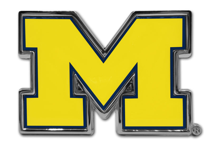 NEW University of Michigan Yellow Chrome Auto Emblem.