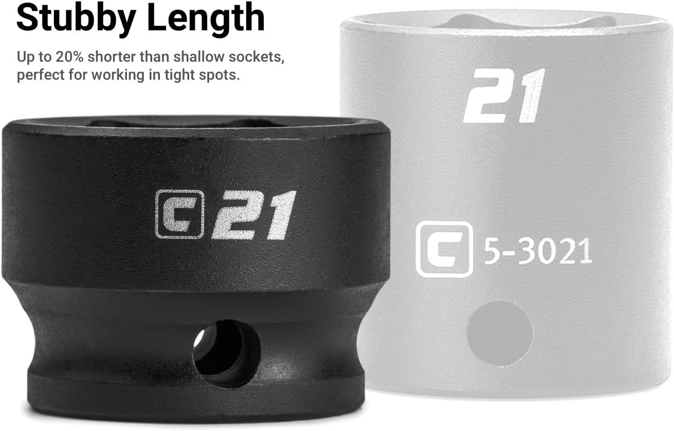 Durable 1/2 in. Drive Stubby Impact Socket – 18 mm, Corrosion-Resistant Coating