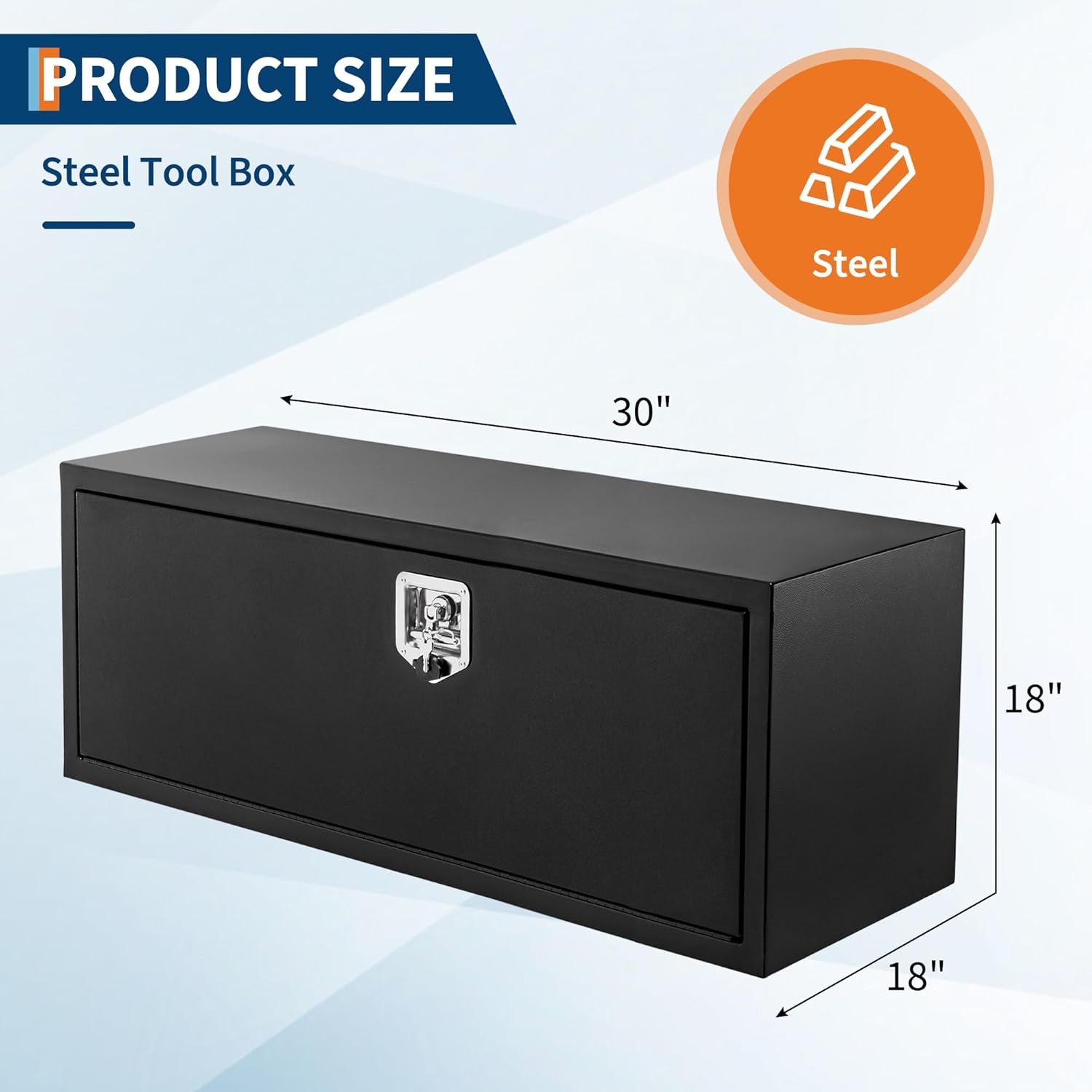 30 In. X 18 In. X 18 In Steel Underbody Truck Storage Tool Box w/Lock Heavy Duty