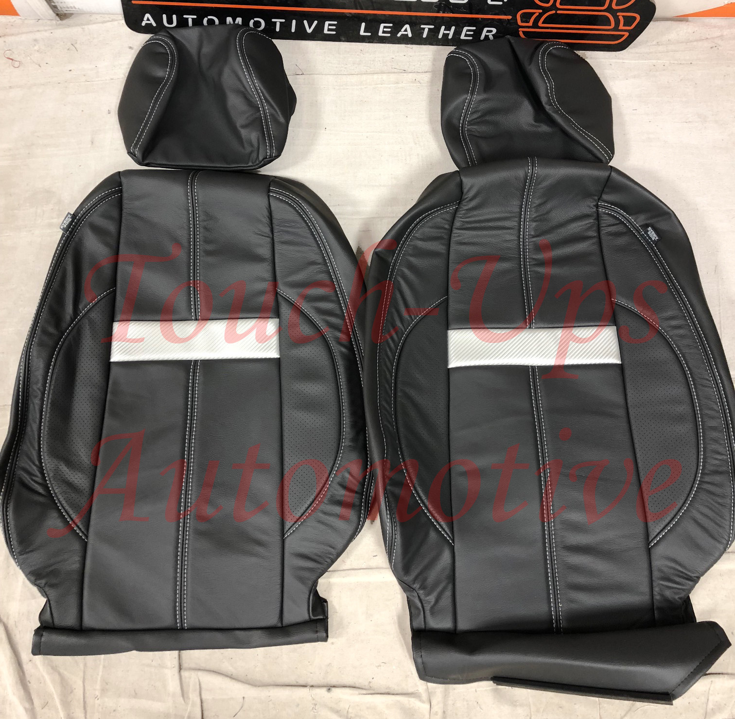 2010-2013 Silverado LT Crew Cab KATZKIN Black Leather Seat Covers Custom Design