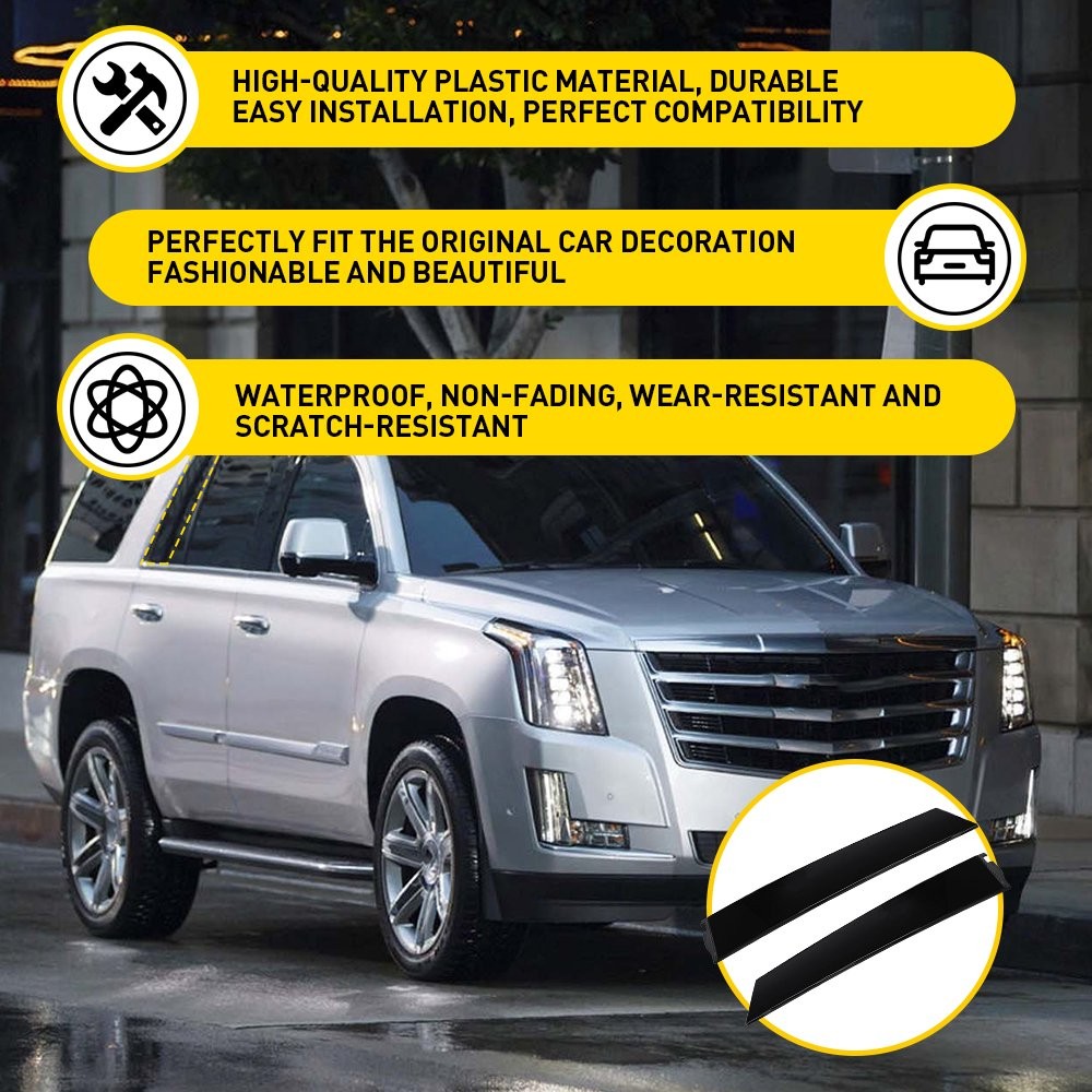Gloss Black Window B Pillar Posts Trim Cover For Chevy Tahoe GMC Yukon 2015-2020
