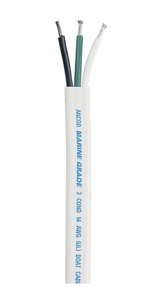 Ancor Marine 14/3AWG Boat Flat Triplex Tinned Copper Electrical Wire Cable 100Ft
