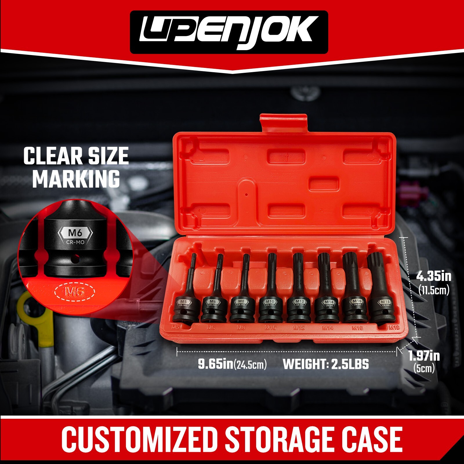 8 Pcs 1/2″ Drive Impact XZN Triple Square Bit Socket Set M5-M18