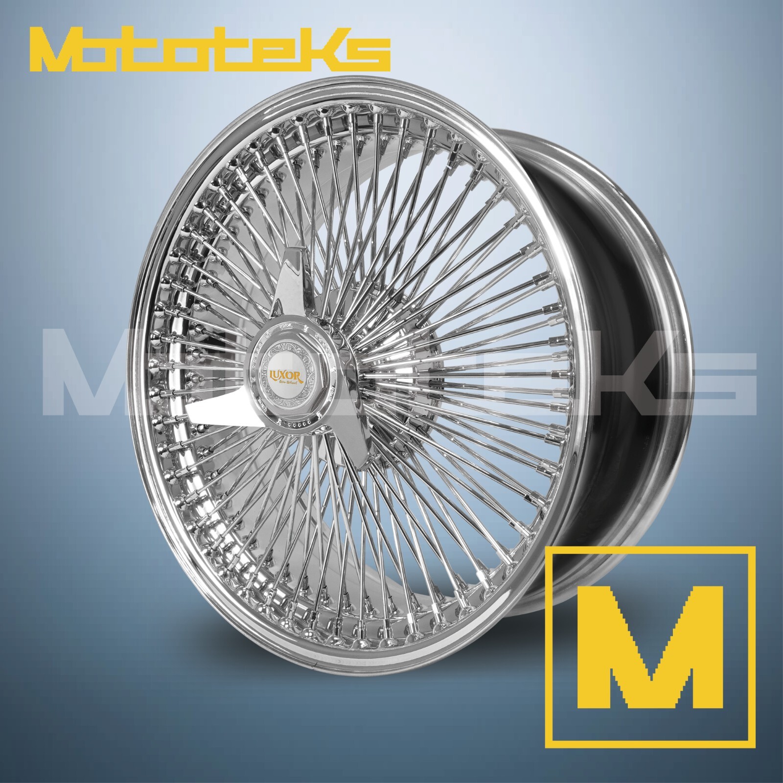17X8 LUXOR WIRE WHEELS 100 STRAIGHT FWD RIM CHROME SINGLE 1 PIECE WHEEL SET