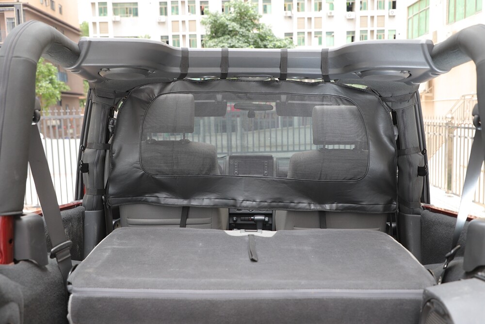 PU Leather Seat Back Rear Isolation Cover For Jeep Wrangler JK 2Door 2007-2018