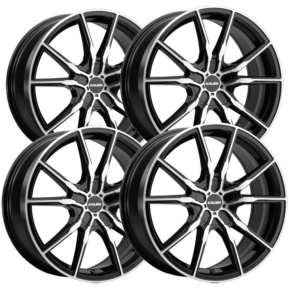 (Set of 4) Kalon 202 Pyro 20×8.5 5×112/5×120 +38mm Black/Machined Wheels Rims