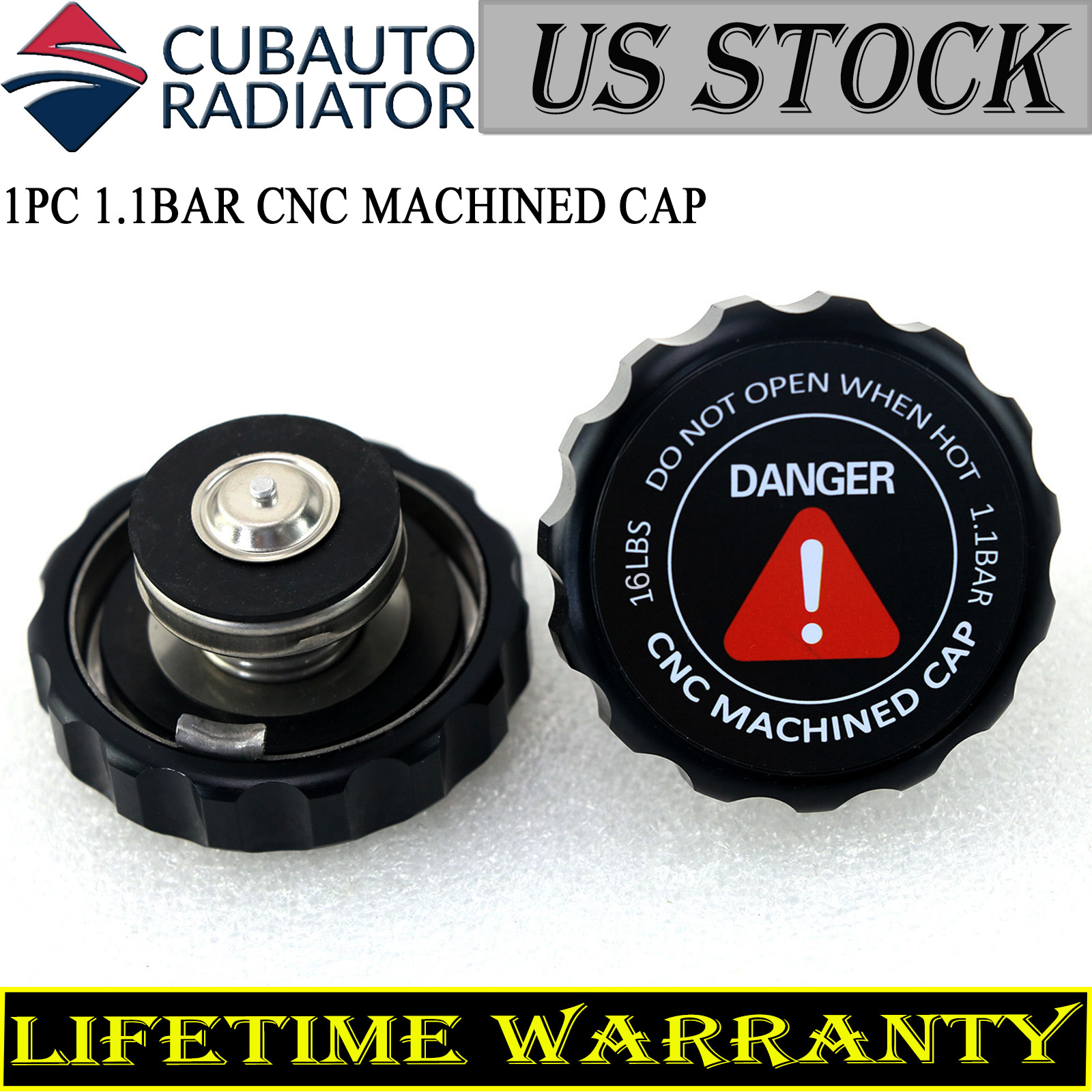 1PCS 1.1Bar Aluminium CNC Precision Machined Billet Radiator Cap 16LBS Universal