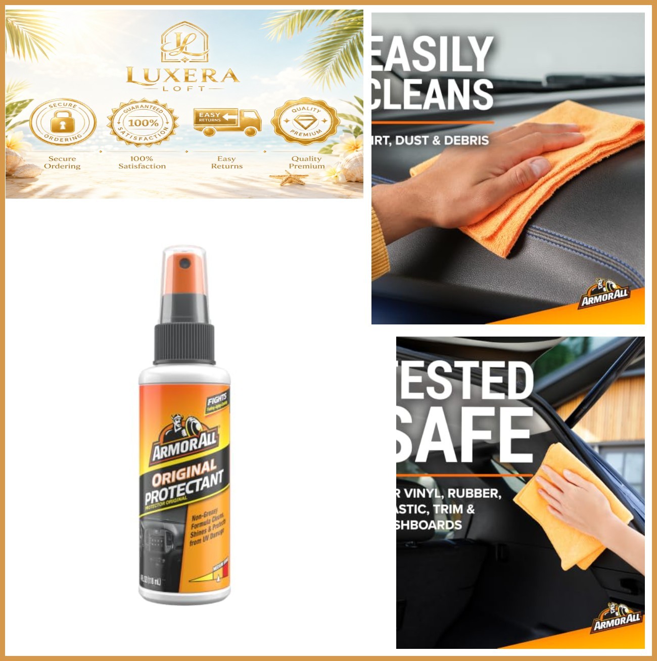 Car Interior Cleaner Protectant Spray 4 Oz UV Protection Plastic Vinyl Rubber