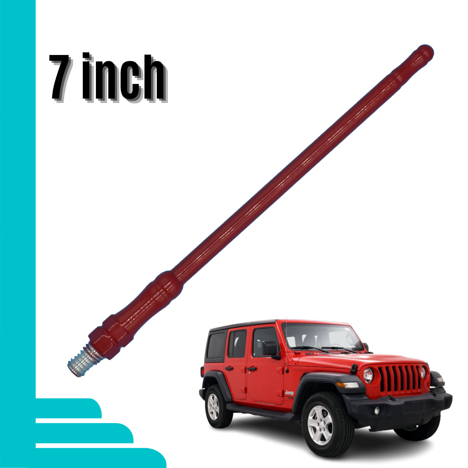 7 Inch Replacement Antenna Red for Jeep Wrangler 2008-2023