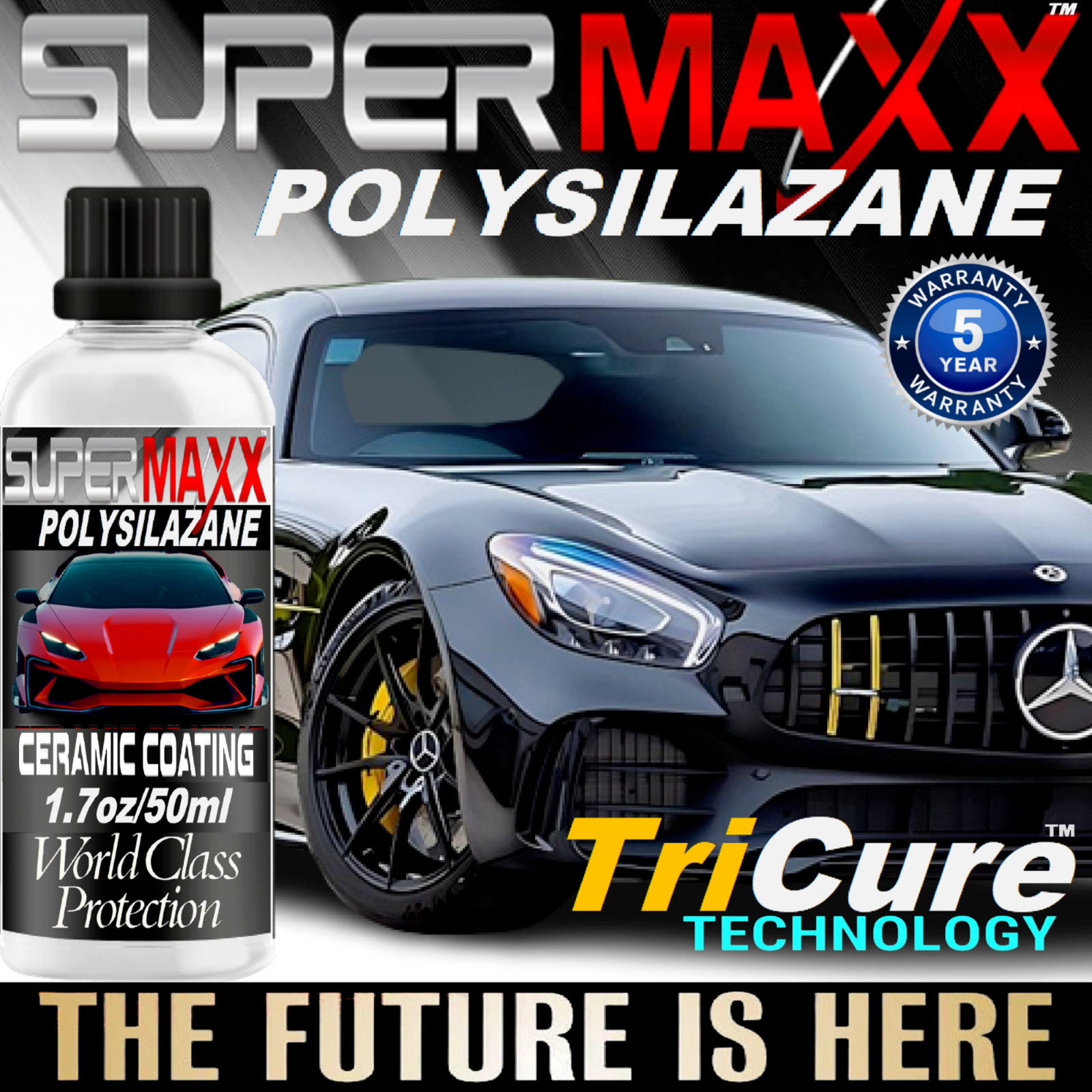 XTREME NANO CERAMIC CAR COATING HIGH GLOSS TRICURE TECHNOLOGY – 1.7oz/50ml- “KIT