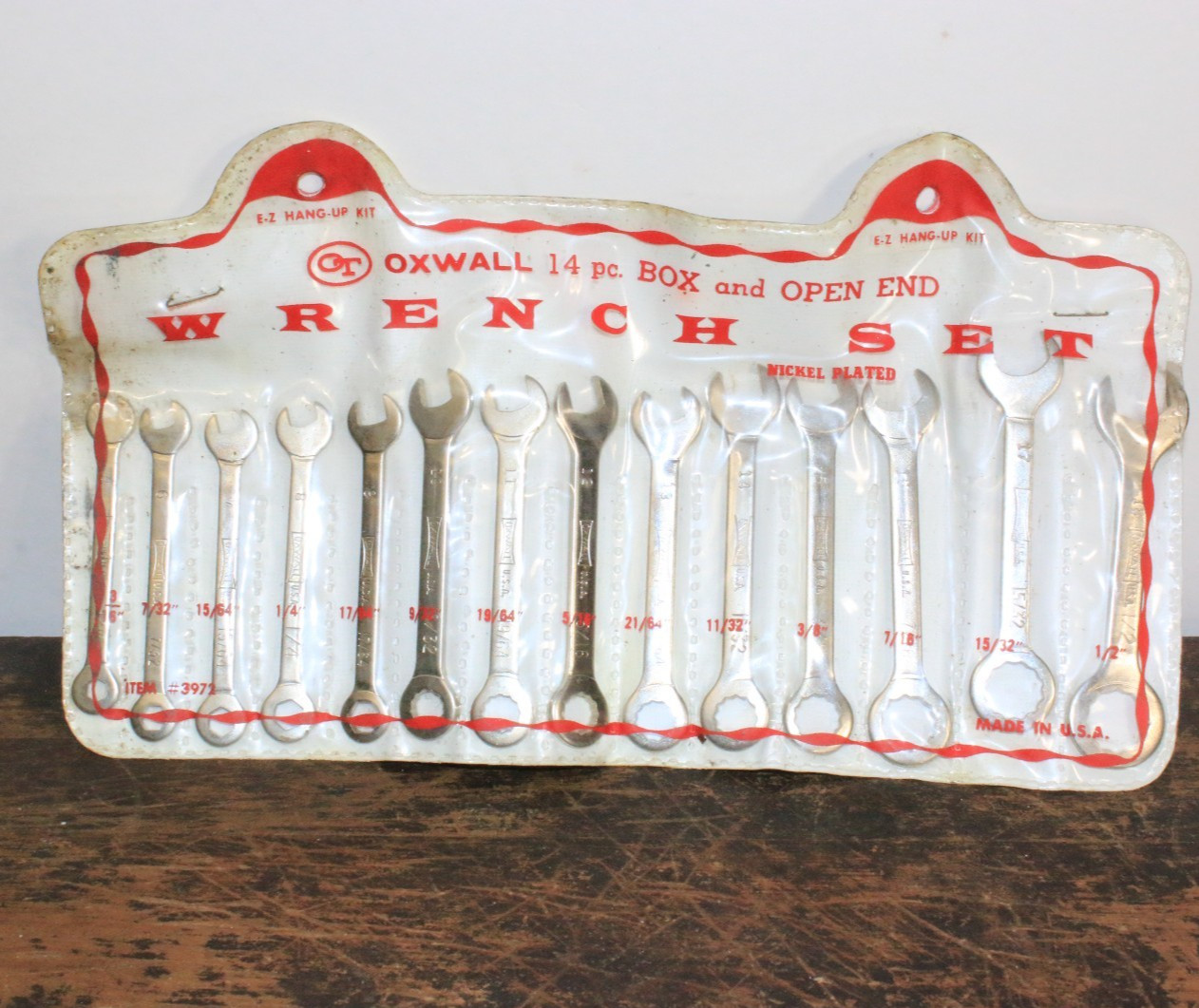 Vintage Oxwall 3972 14 Piece 6 & 12 Point Combination Ignition Wrench Set SAE