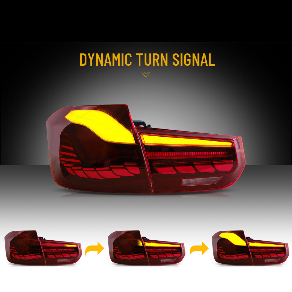 Red For 2012-2018 BMW 3 series Sedan F30 F35 M3 Sedan GTS LED TailLights Dynamic