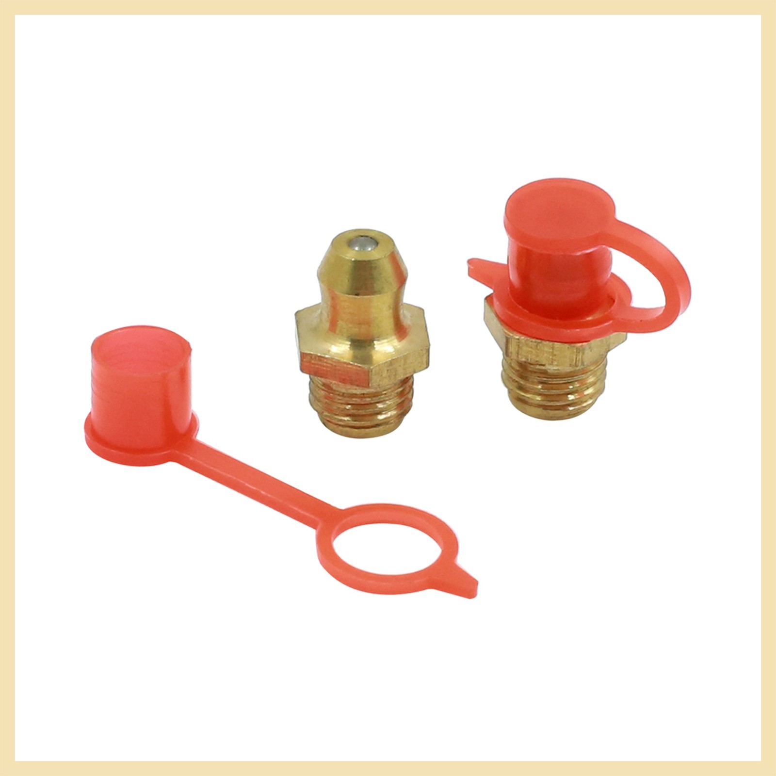 M8 Brass Thread Straight Grease Nipple with Red Dust Cap kit for car