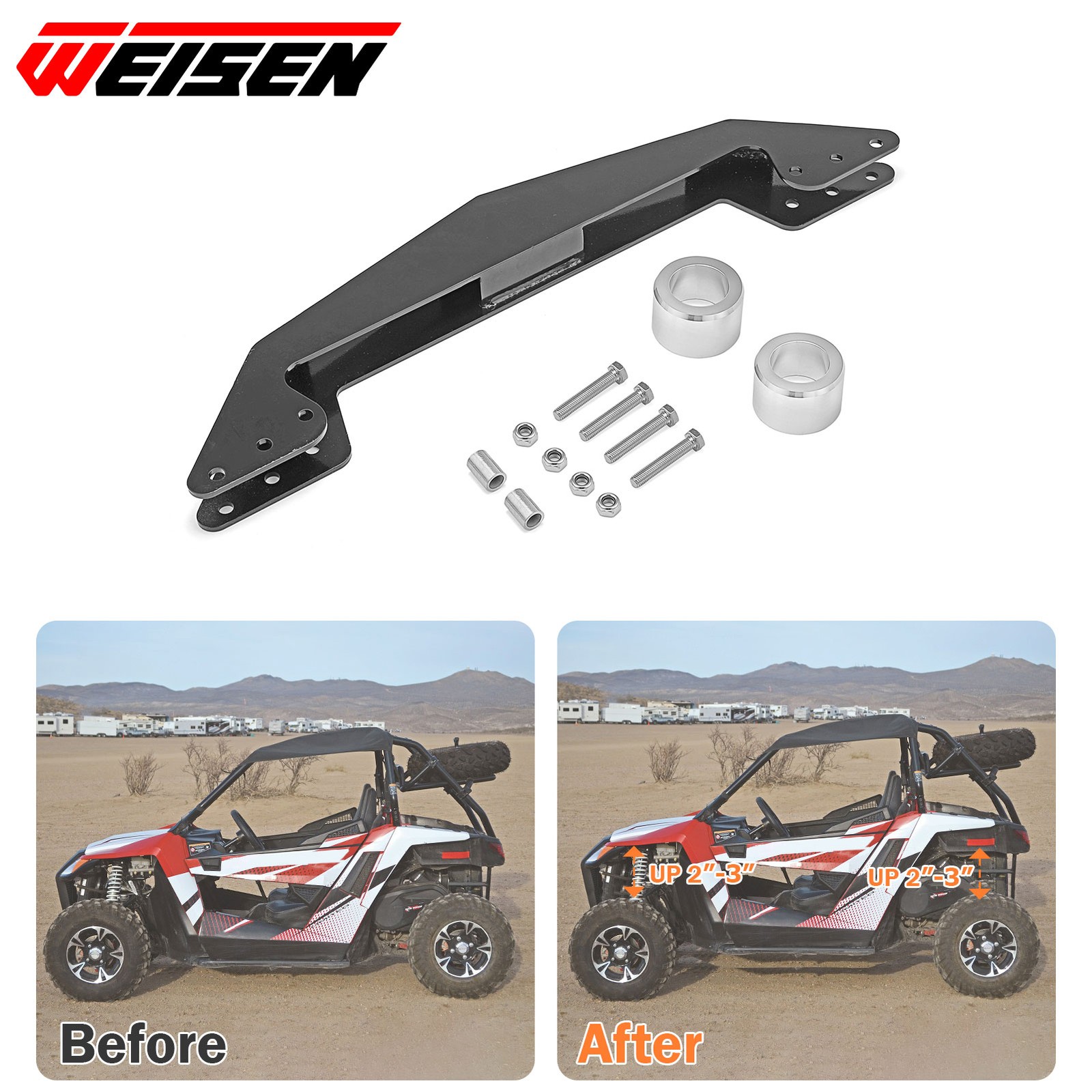 Steel and Aluminum 2″-3″ Front&Rear Lift Kit Fit Arctic Cat Wildcat Trail 700