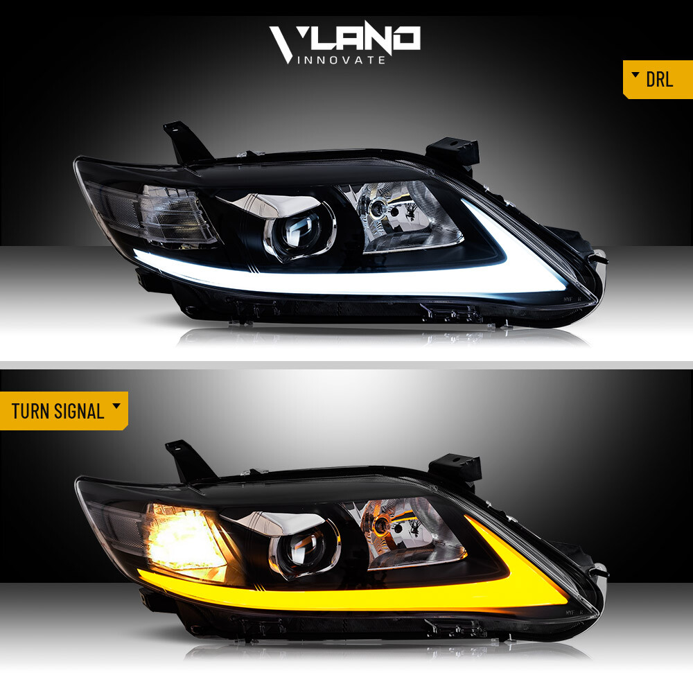 Pair VLAND Headlight LED DRL Headlights For 2010-2011 Toyota Camry W/Lights Beam