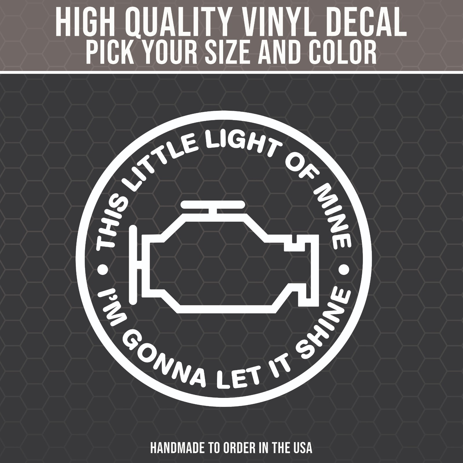 Check Engine Light Vinyl Decal for Cars Trucks Vans, Funny Decal, Window Sticker