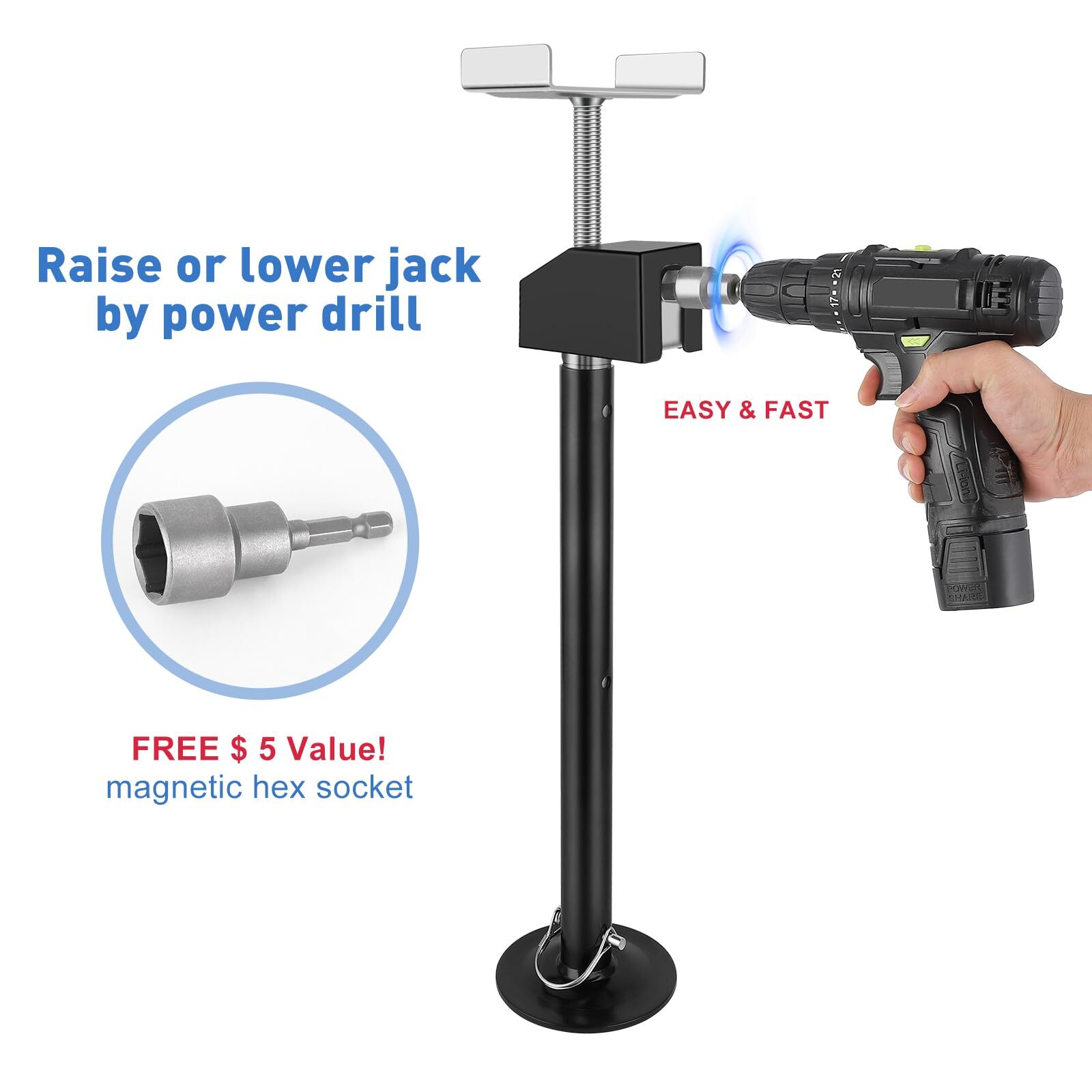 4 Pack RV Slide Out Stabilizer Jacks 5000lbs Adjustable Camper Support 21″ – 34″