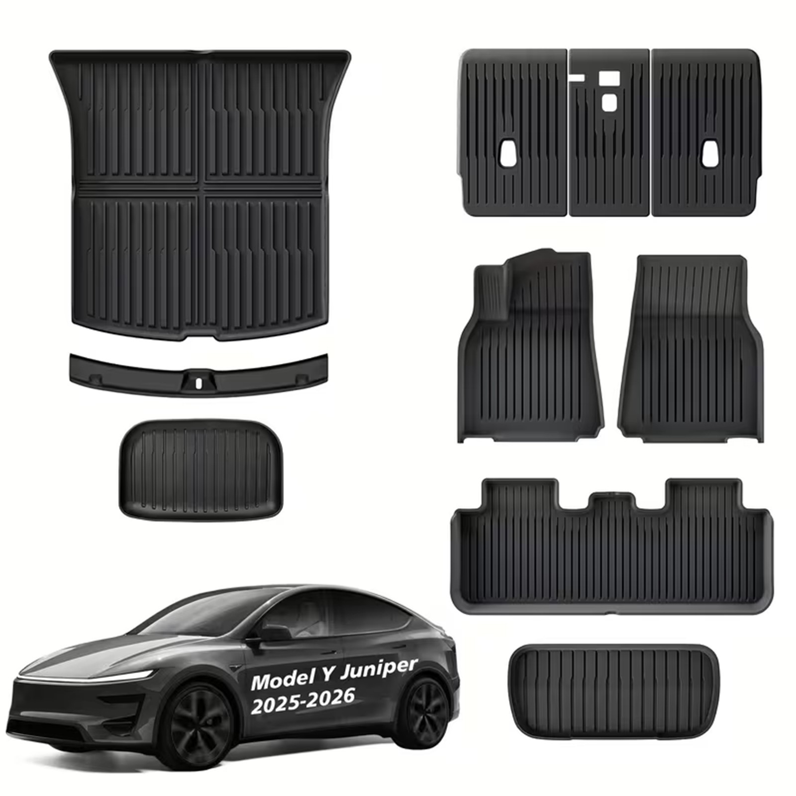 For Tesla Model Y 2025-2026 TPE Floor Mats 8PCS Odorless Easy Clean Car