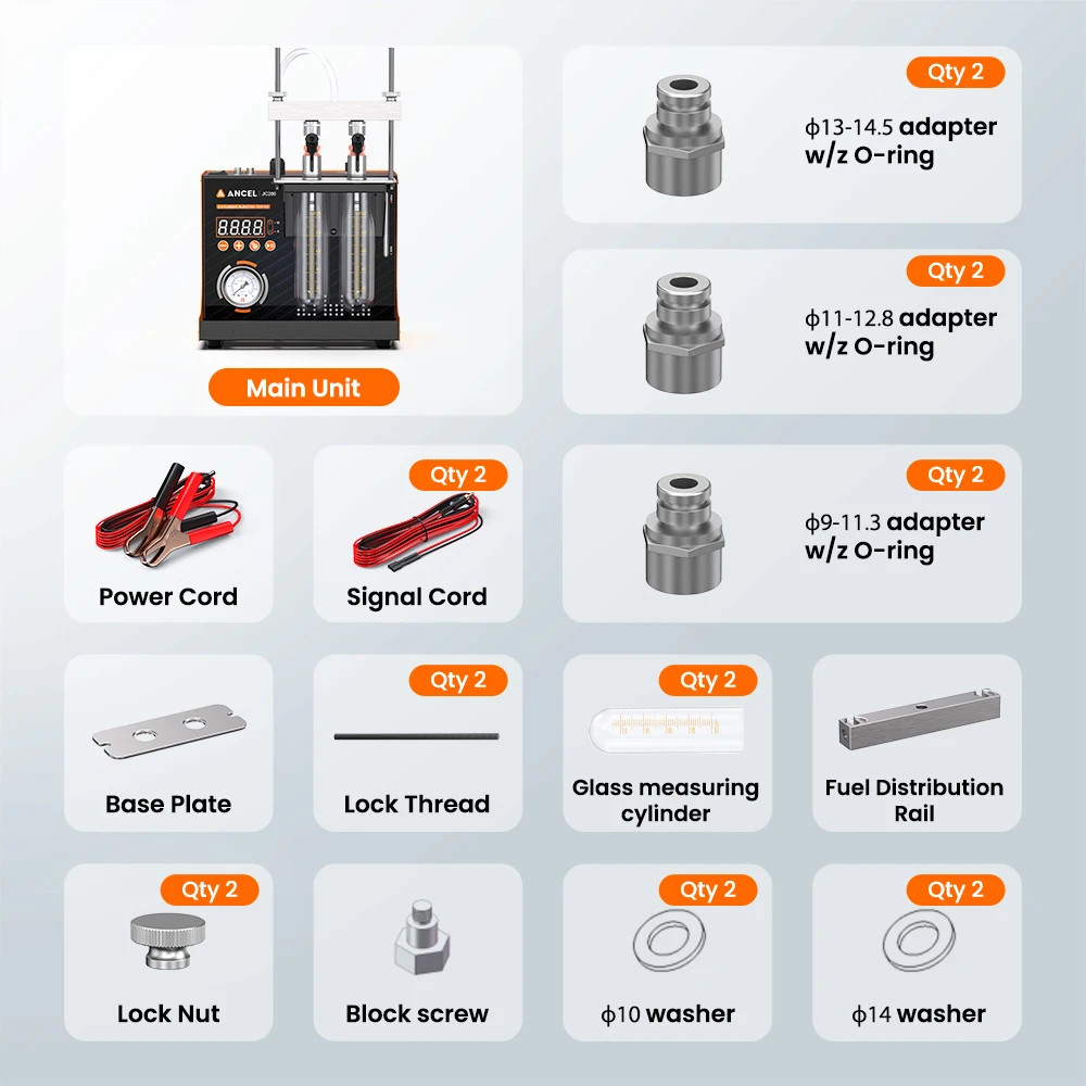 Ancel ANJ400 Fuel Injector Cleaner Ultrasonic Fuel Injectors Tester Machine Kit