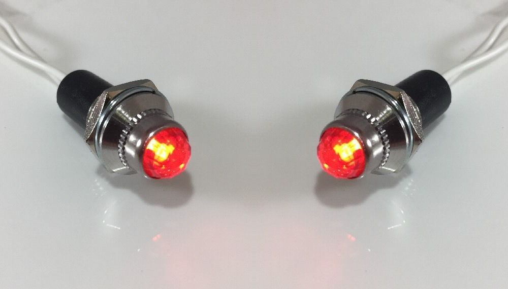 Pair Red Pilot Dash Indicator Warning Lights 12V – Vintage Classic Hot Rod