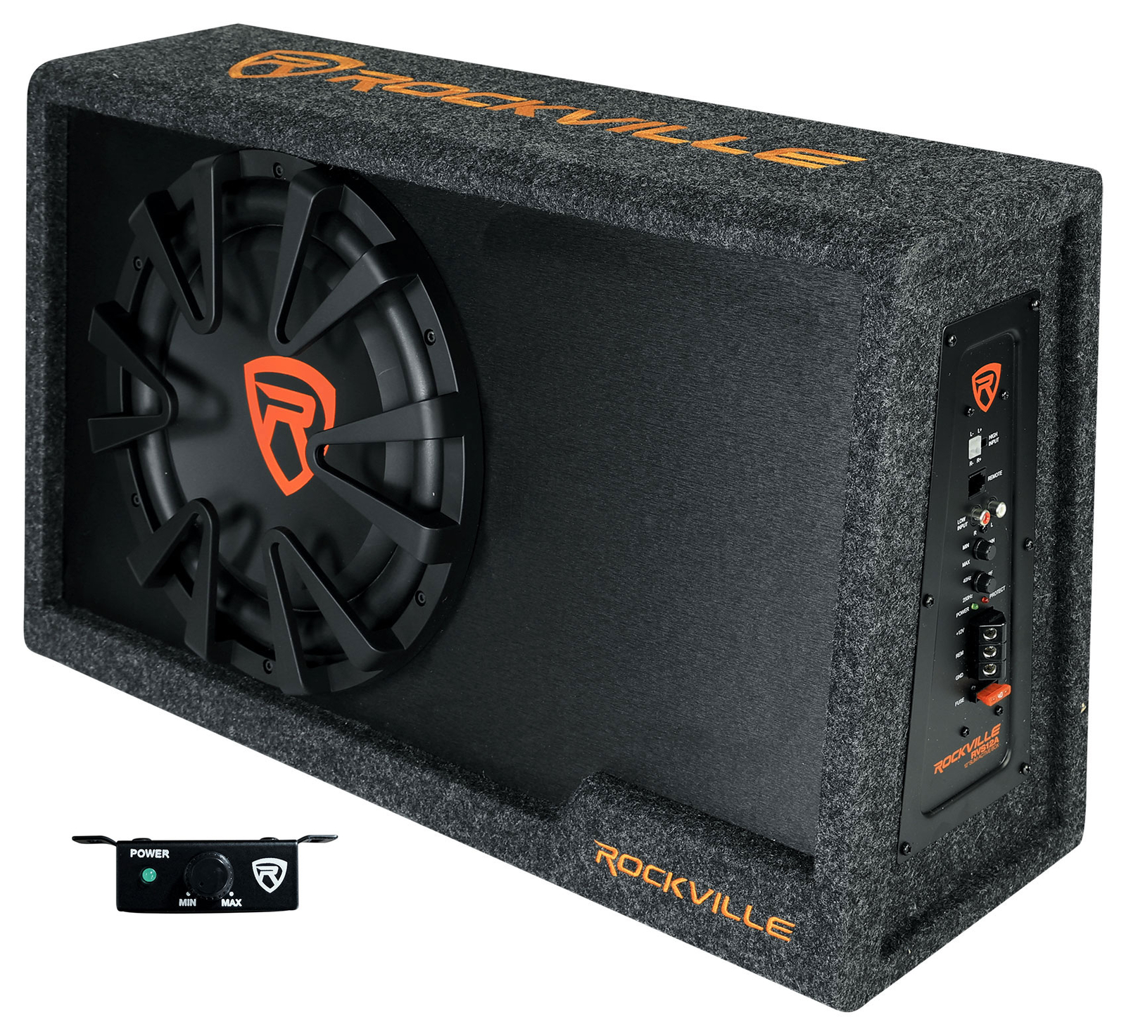 Rockville RVS12A 12″ Slim Vented Powered Car Subwoofer Enclosure, 1400 Watts