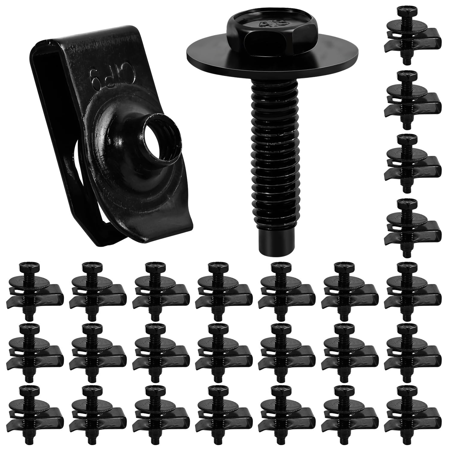 50Pack M6-1.0 U Clips Automotive Kit with Speed Nuts and Screw Clips – Universal