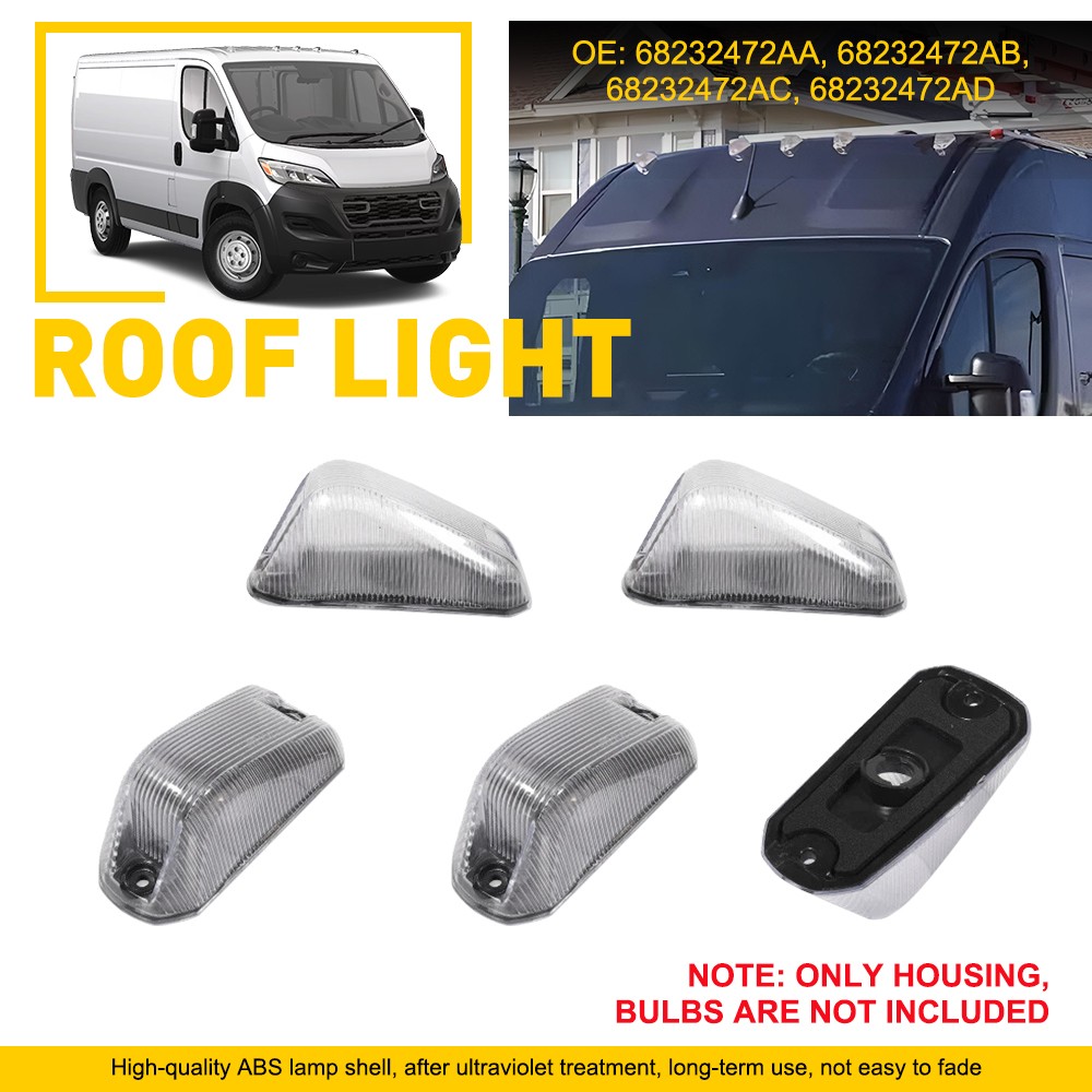 5PC Front Roof Clearance Light Covers For 2014-2023 RAM Promaster 1500 2500 3500