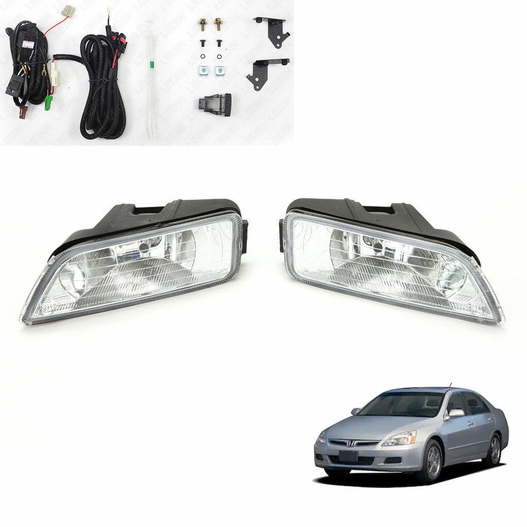 For 06-07 Honda Accord 4DR JDM Style Clear Fog Light Set with Switch Bulbs Wire