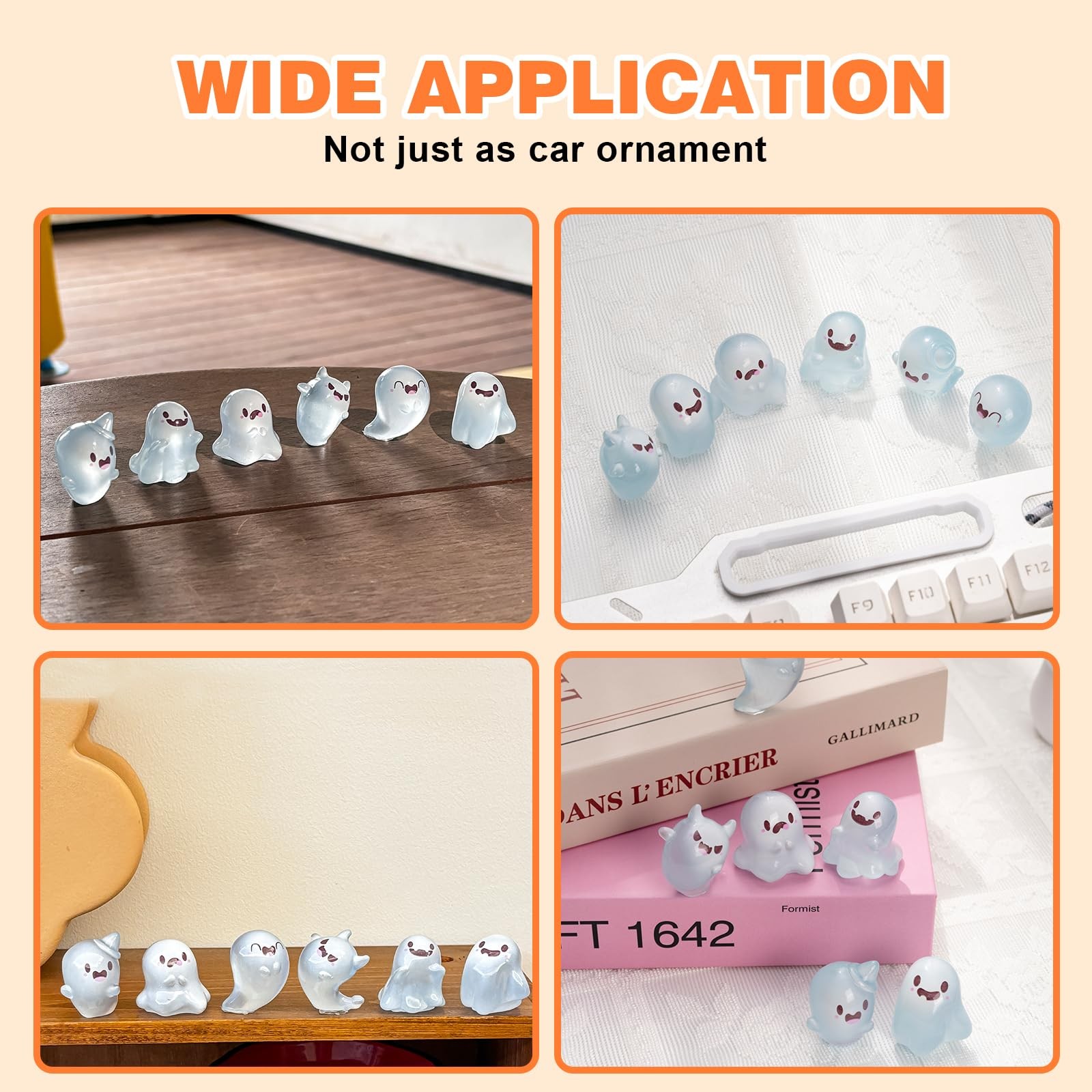 Rislobx Luminous Ghost Car Dashboard Decor, 6PCS Fun 1 inches,