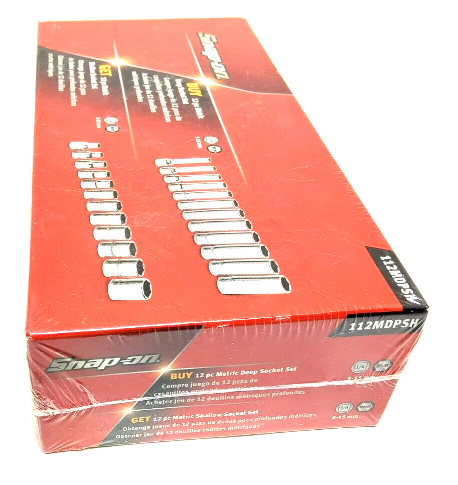 NEW Snap-on 24pc 1/4″dr 6-point METRIC Shallow Deep Socket Set 112TMMY 112STMMY