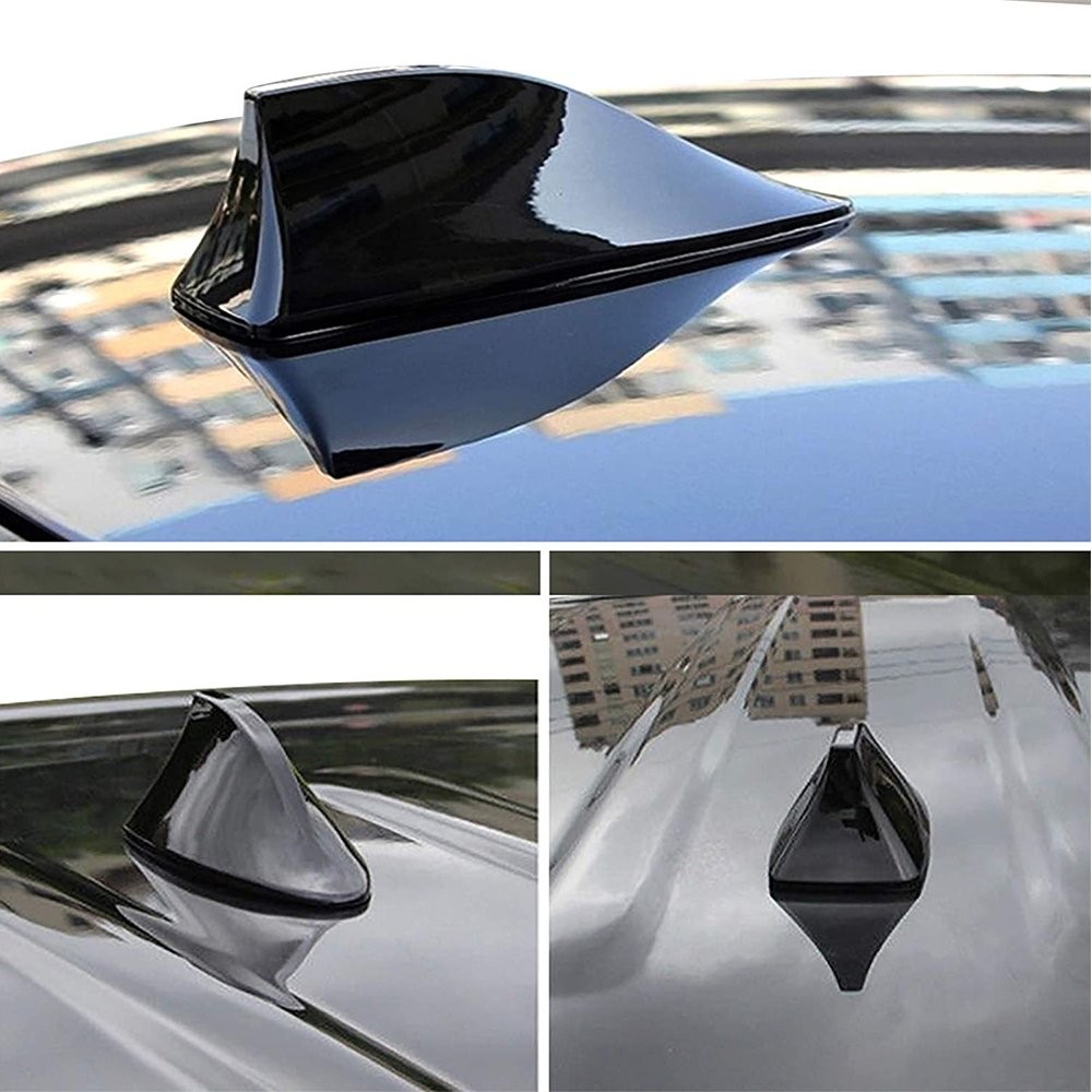 1-10 Universal Shark Fin Antenna Car Signal Radio AM/FM Aerial Gloss Black Cover