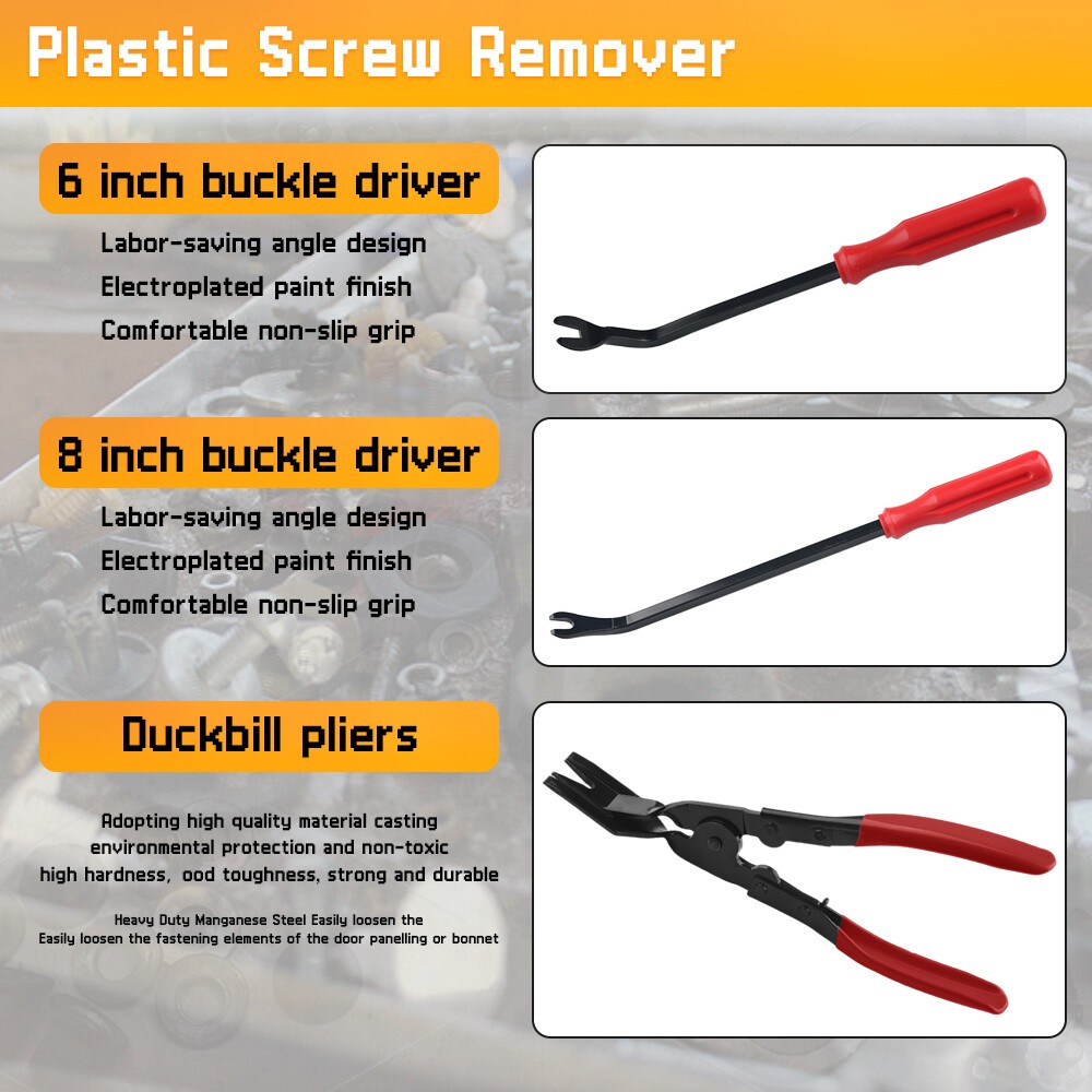 3Pcs Auto Clip Pliers Set Fastener Remover Car Trim Rivet Removal Pry Tool US