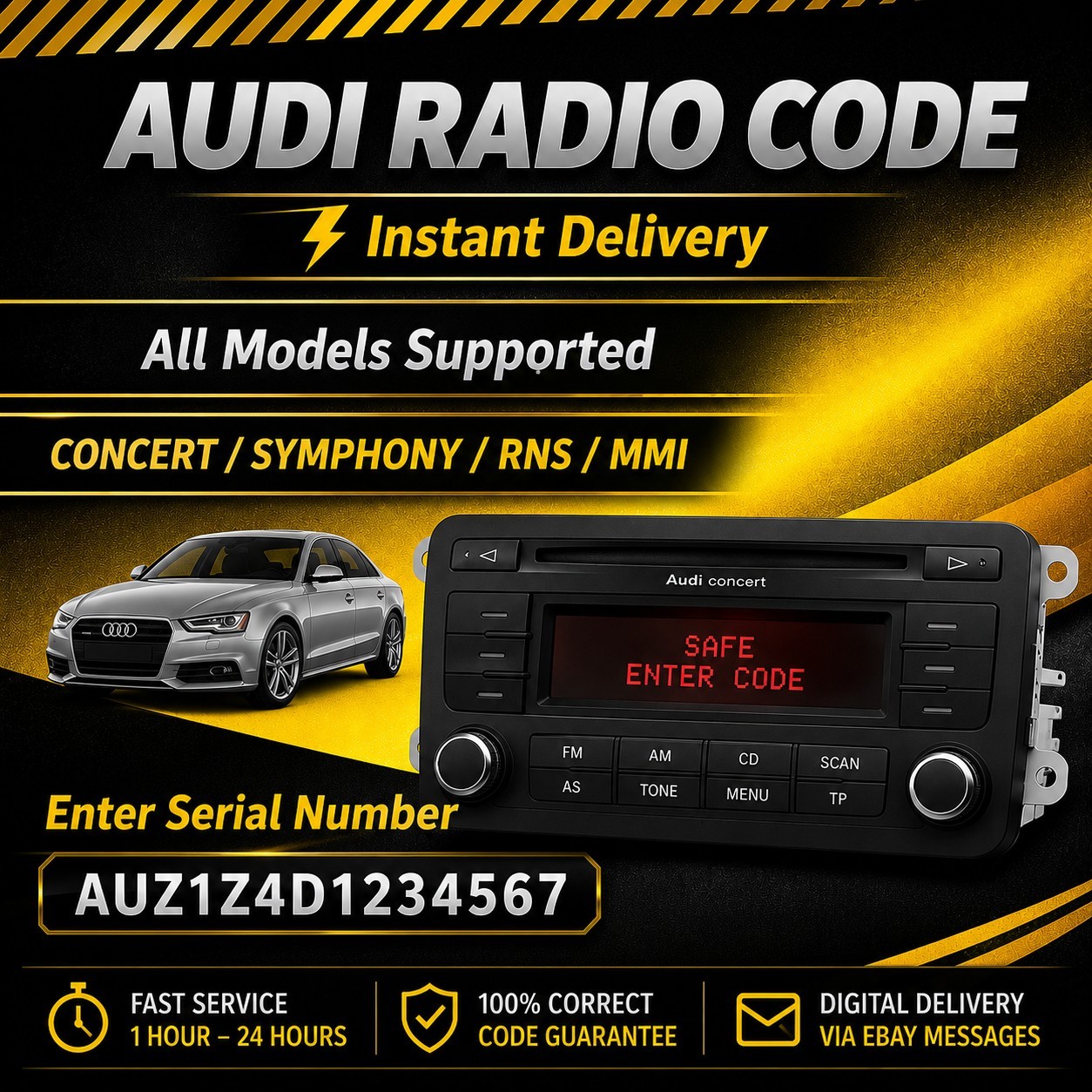 ✅ Audi Radio Unlock Code | AUZ Serial PIN | Concert Symphony Navigation