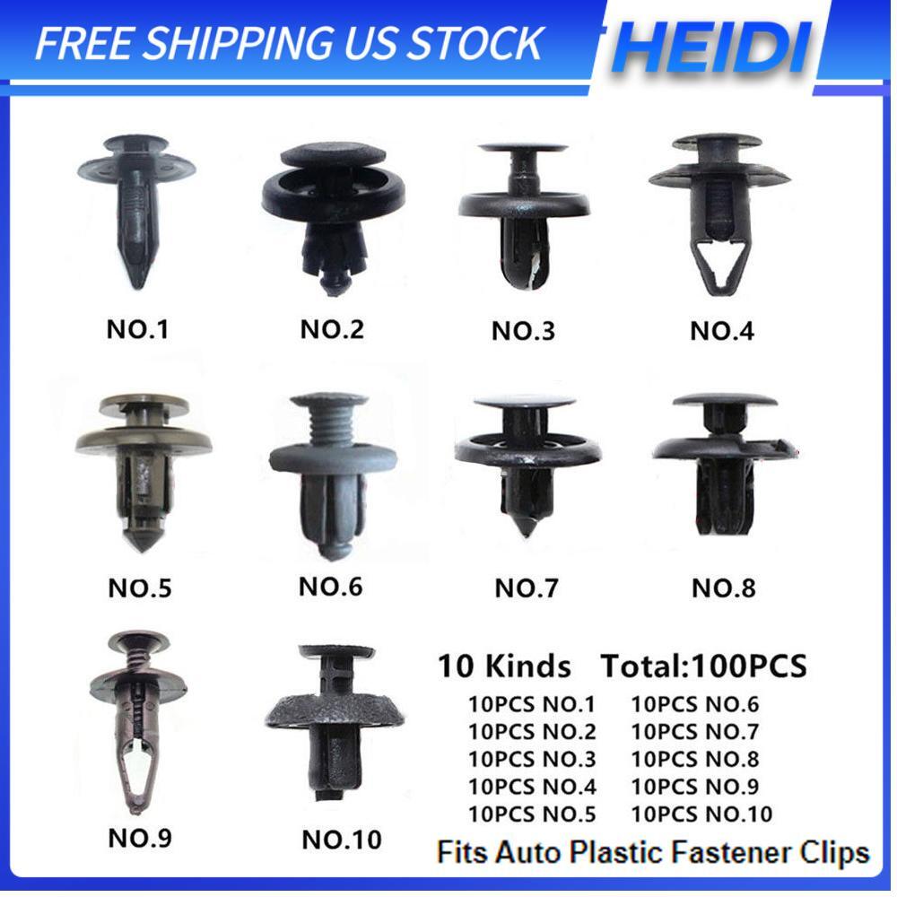 100x Trunk Screw Rivets Set Car Bumper Fender Fits Auto Plastic Fastener Clips#