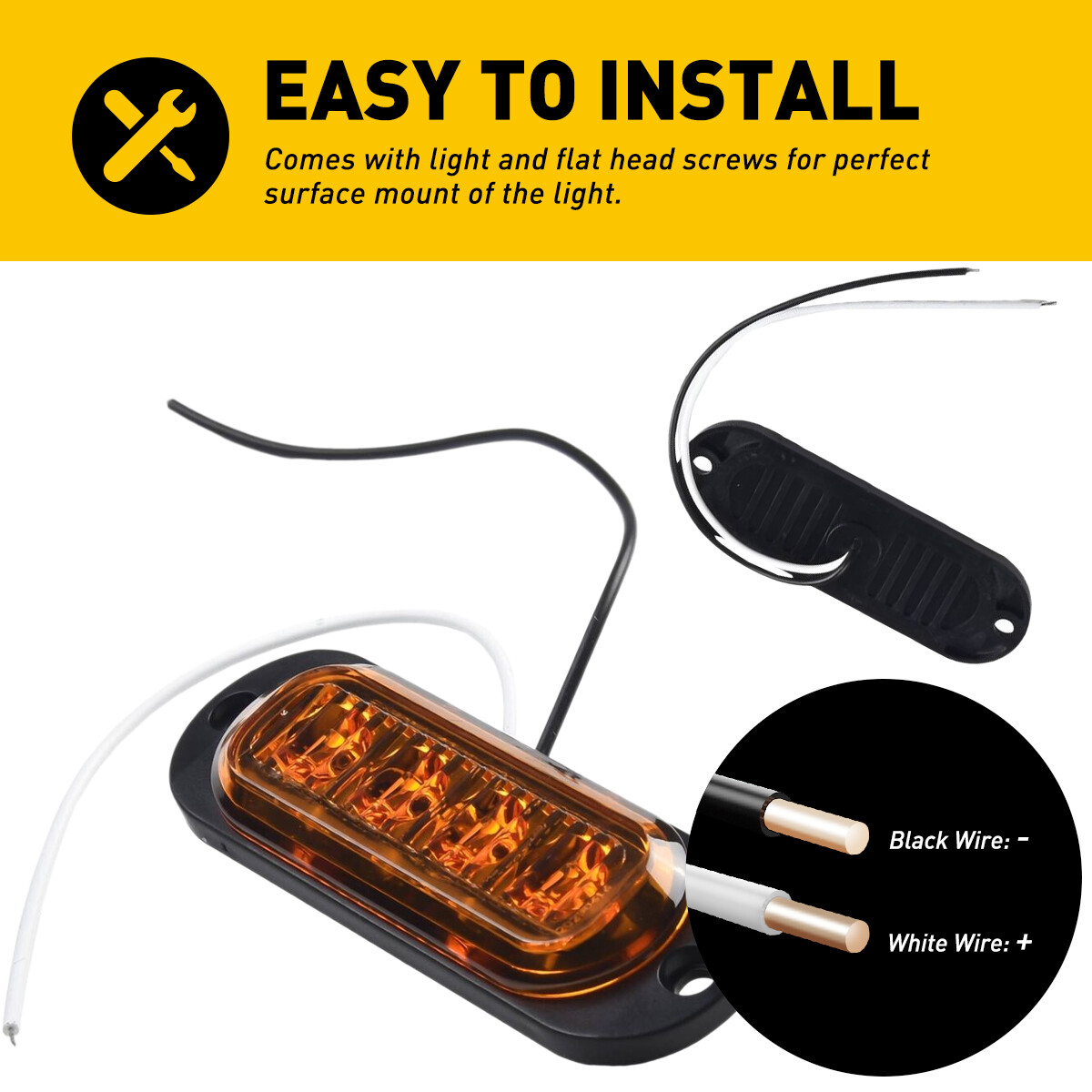 Amber Red White 4LED Side Marker Clearance Light Waterproof for Trailer Truck RV