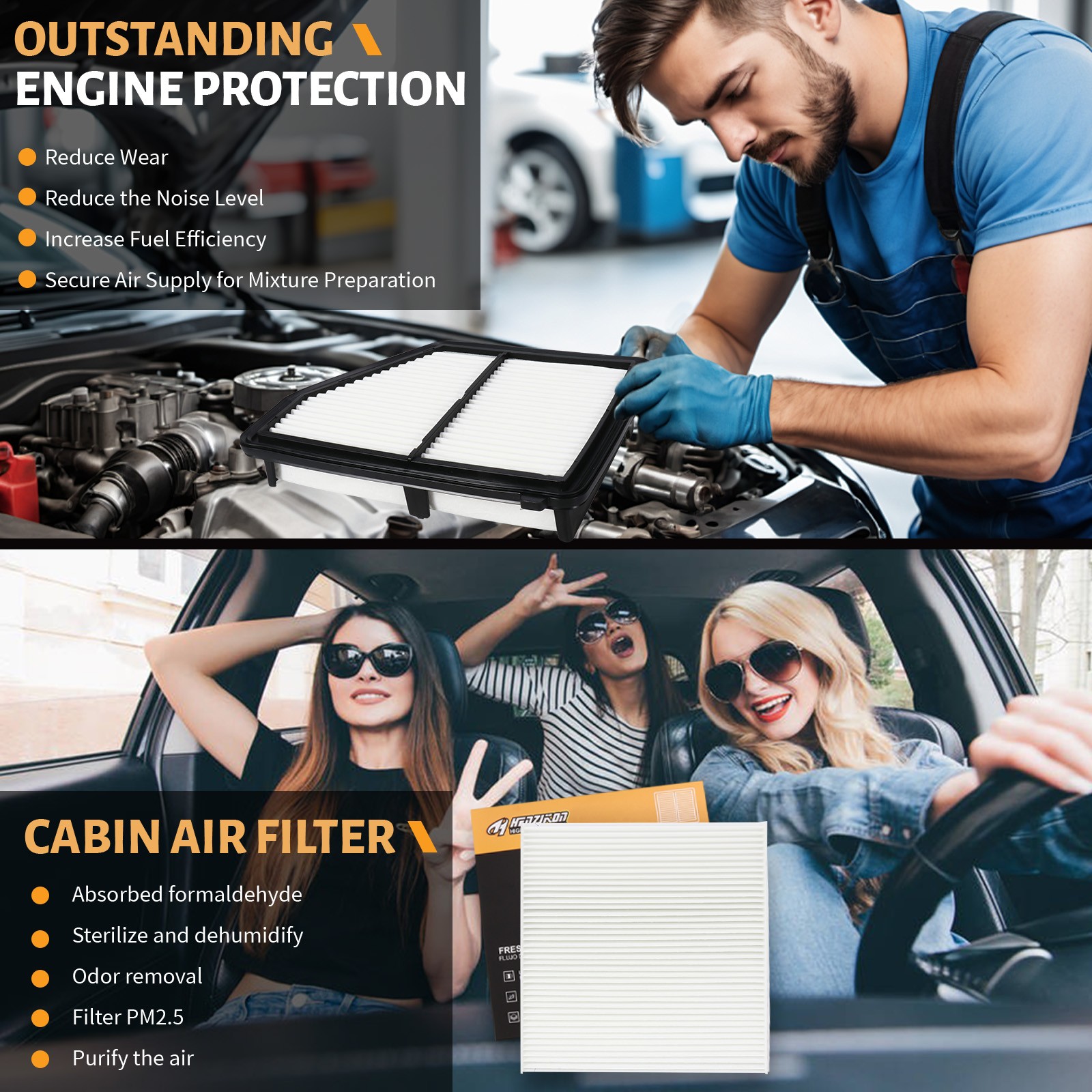 For 2016-2022 HONDA CIVIC 2.0L AIR FILTER&CABIN AIR FILTER 80292-TBA-A11