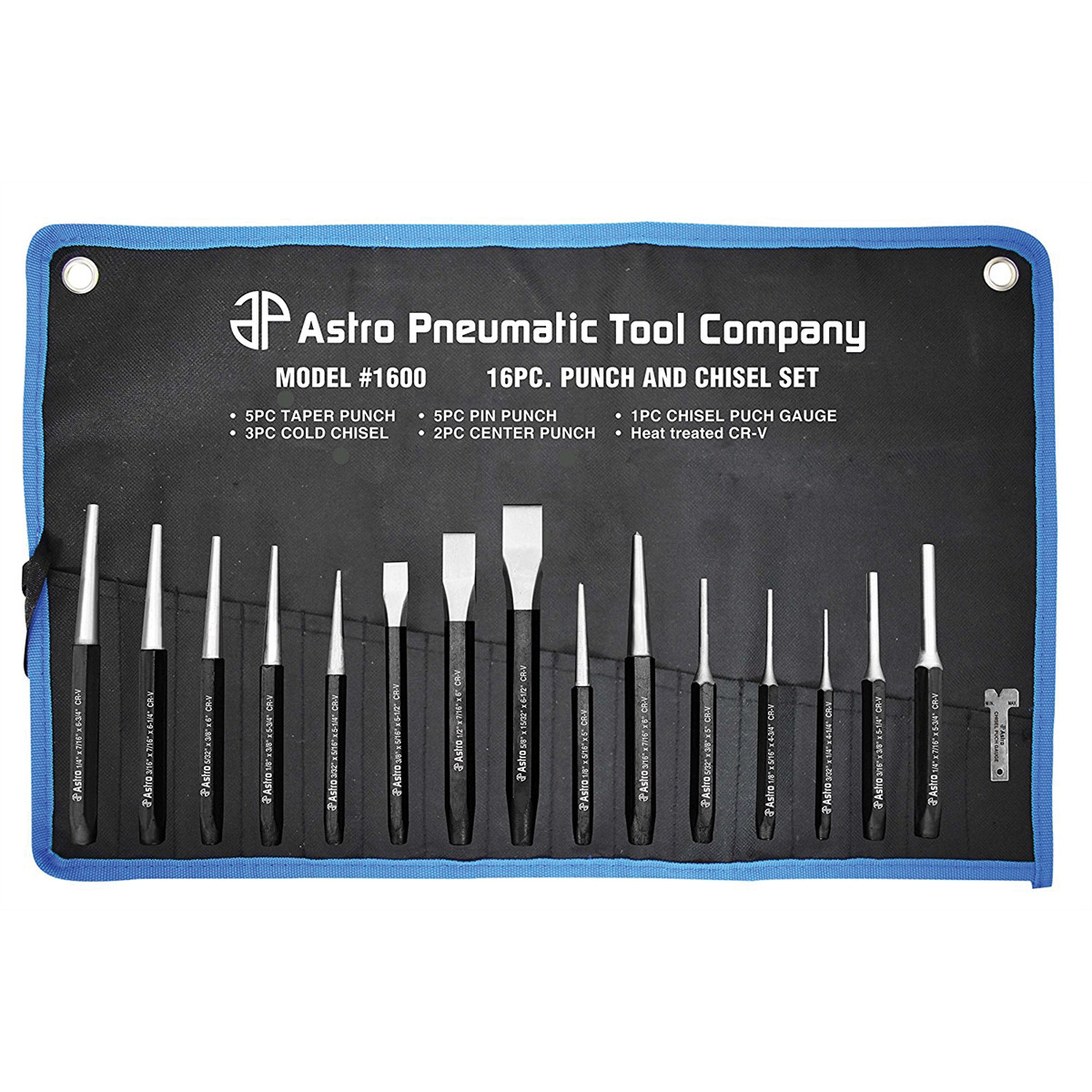 Astro Pneumatic 1600 Chisel and Punch Set Chrome Vanadium Shop Kit
